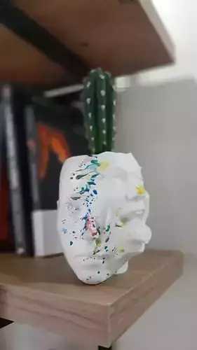human face stylized pot 3D print model