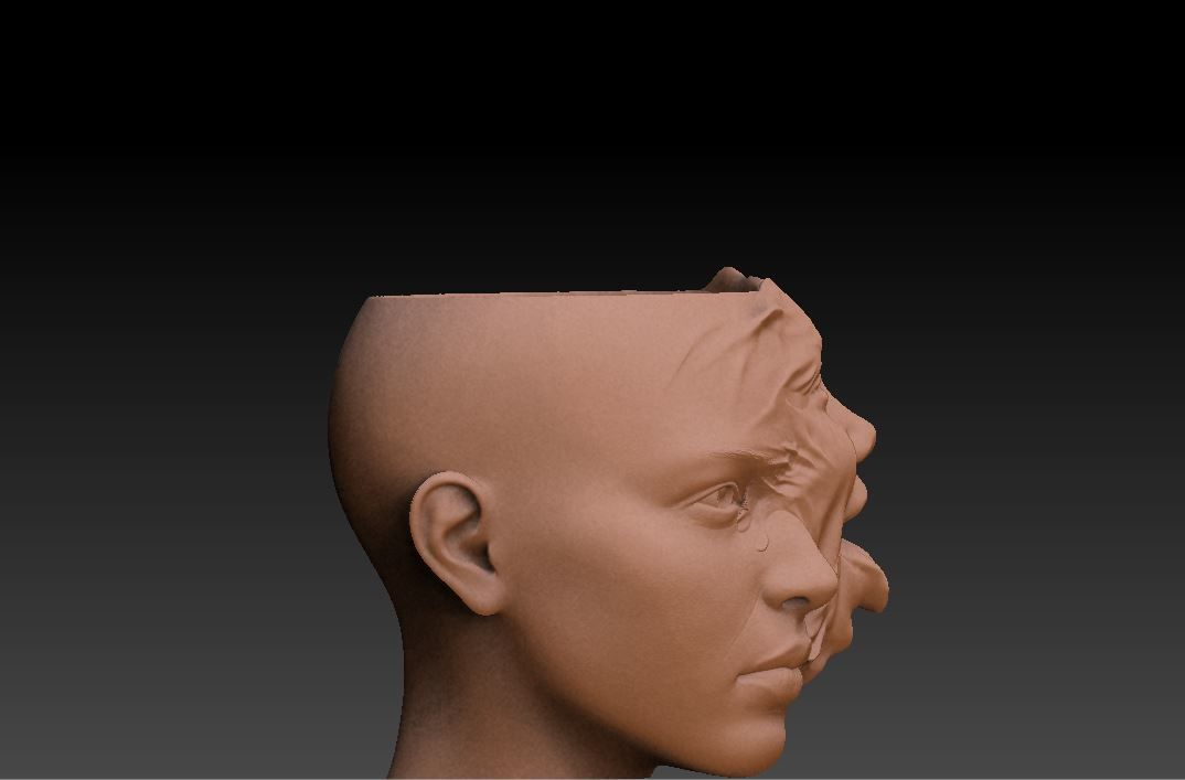 human face stylized pot 3D print model 3D print model_12