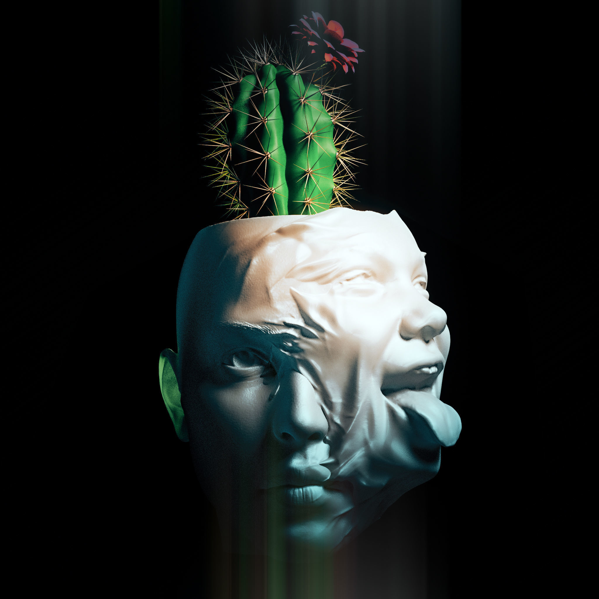 human face stylized pot 3D print model 3D print model_1