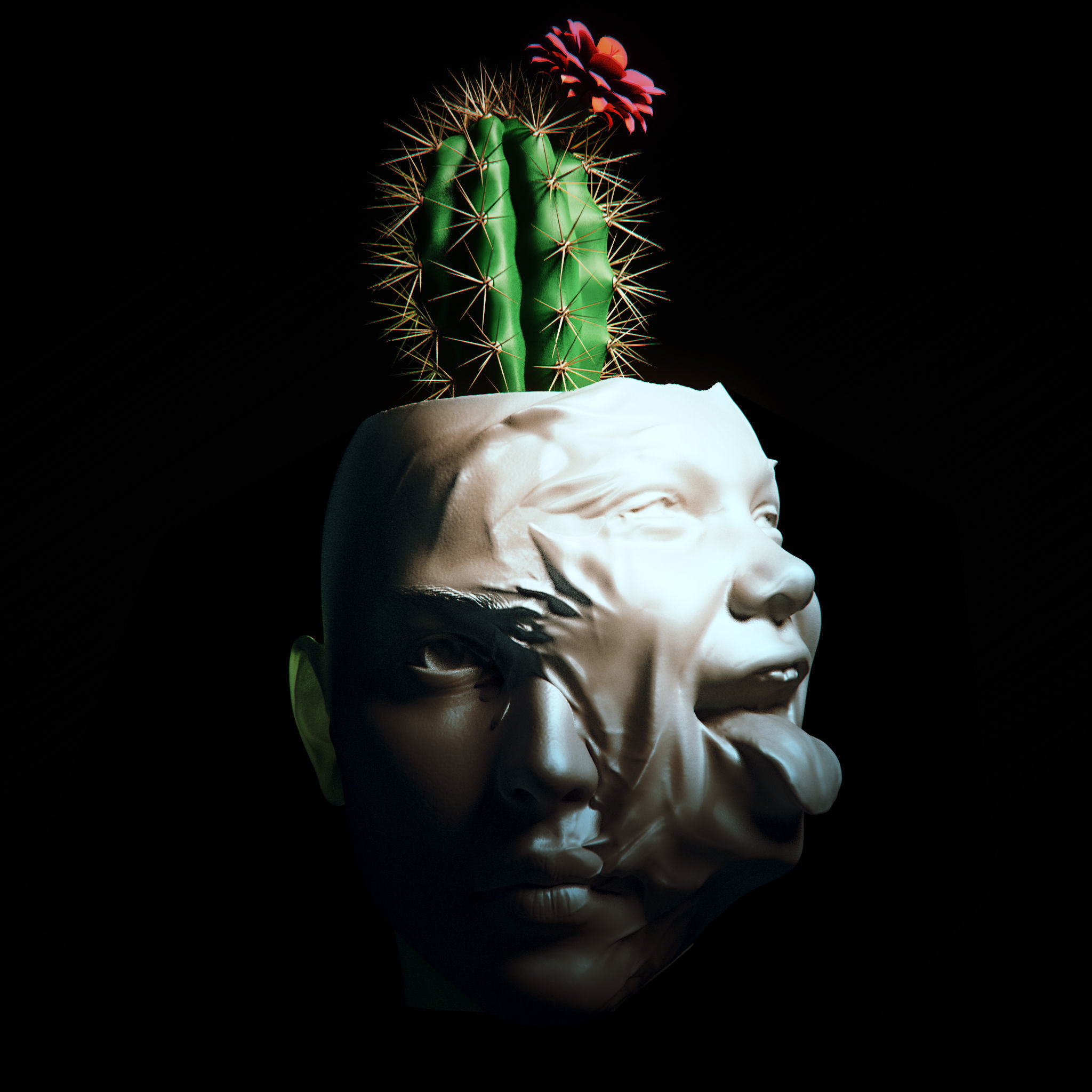 human face stylized pot 3D print model 3D print model_2