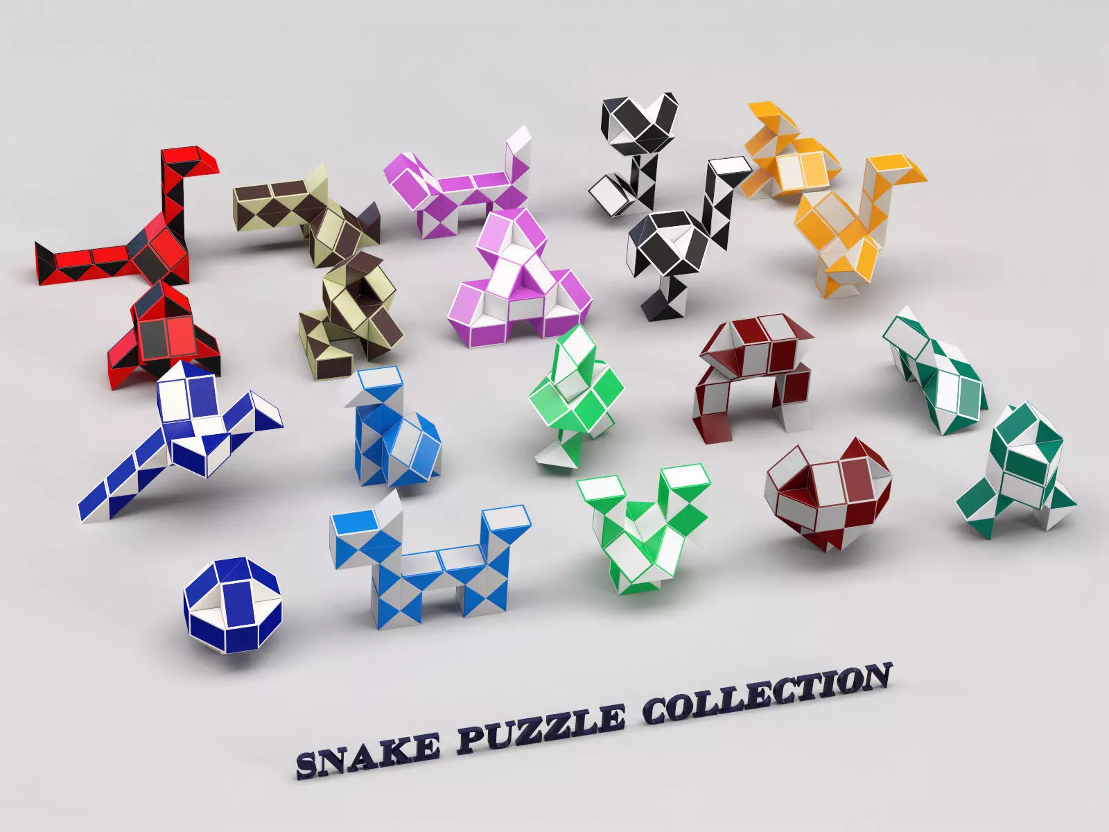 Snake puzzle collection Free 3D model_0