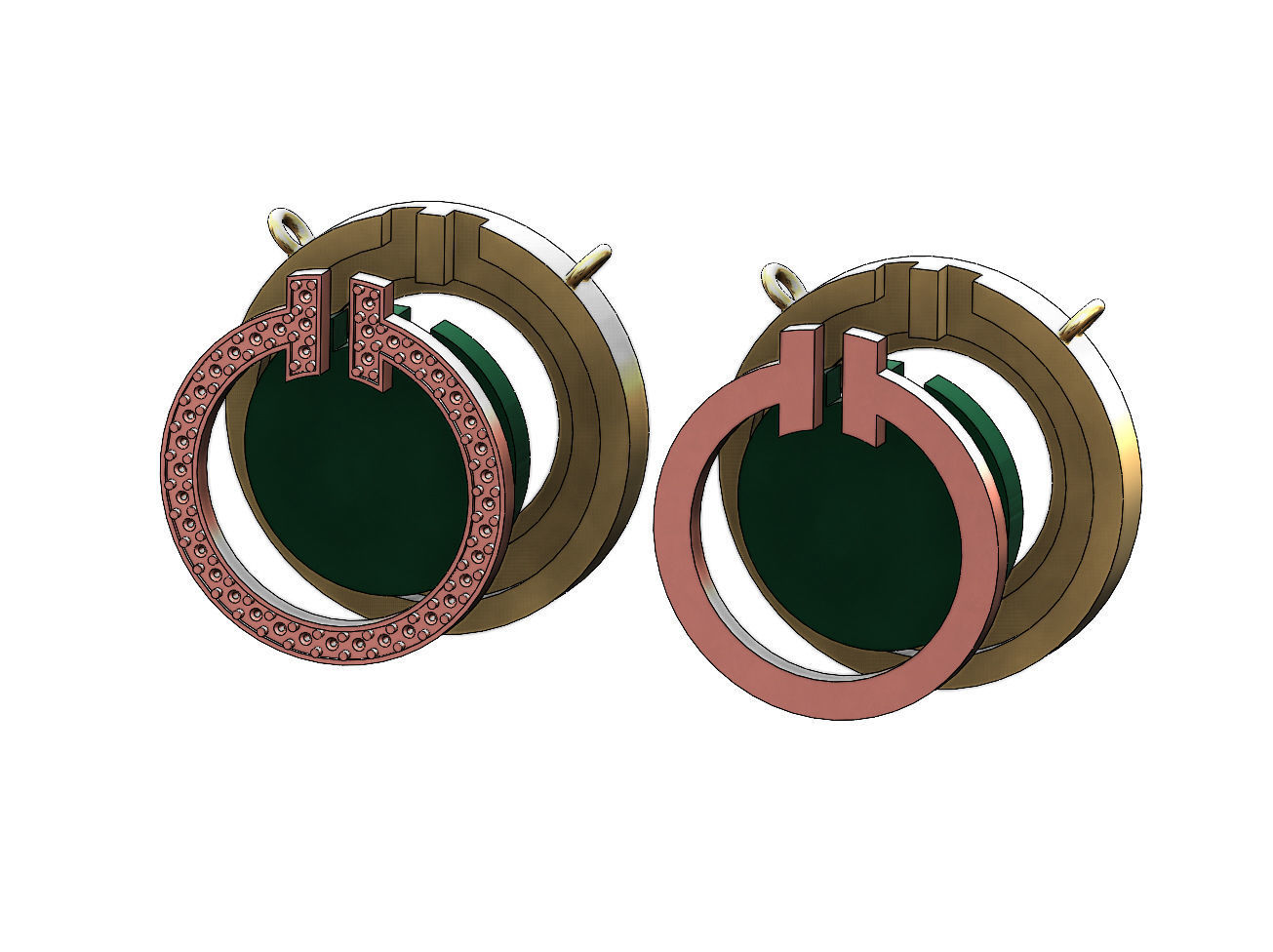 Diamond T circle pendant 3D print model_4