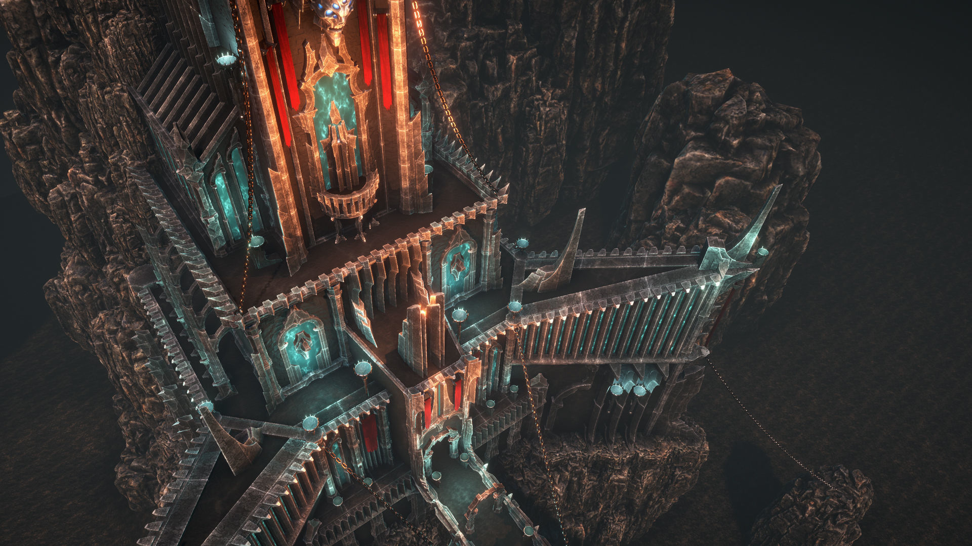 Dark arcitecture set Low-poly 3D model_4