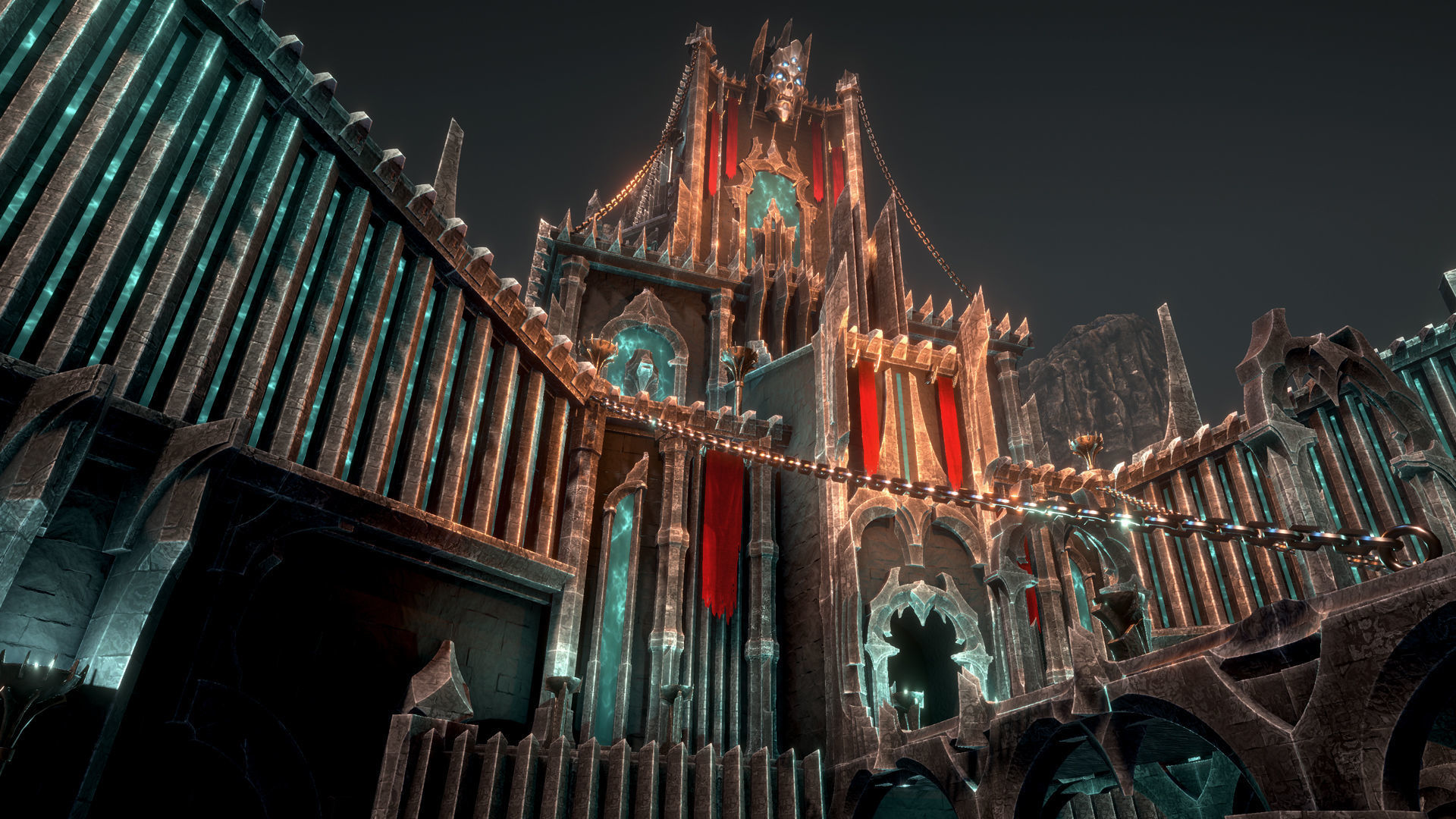 Dark arcitecture set Low-poly 3D model_3