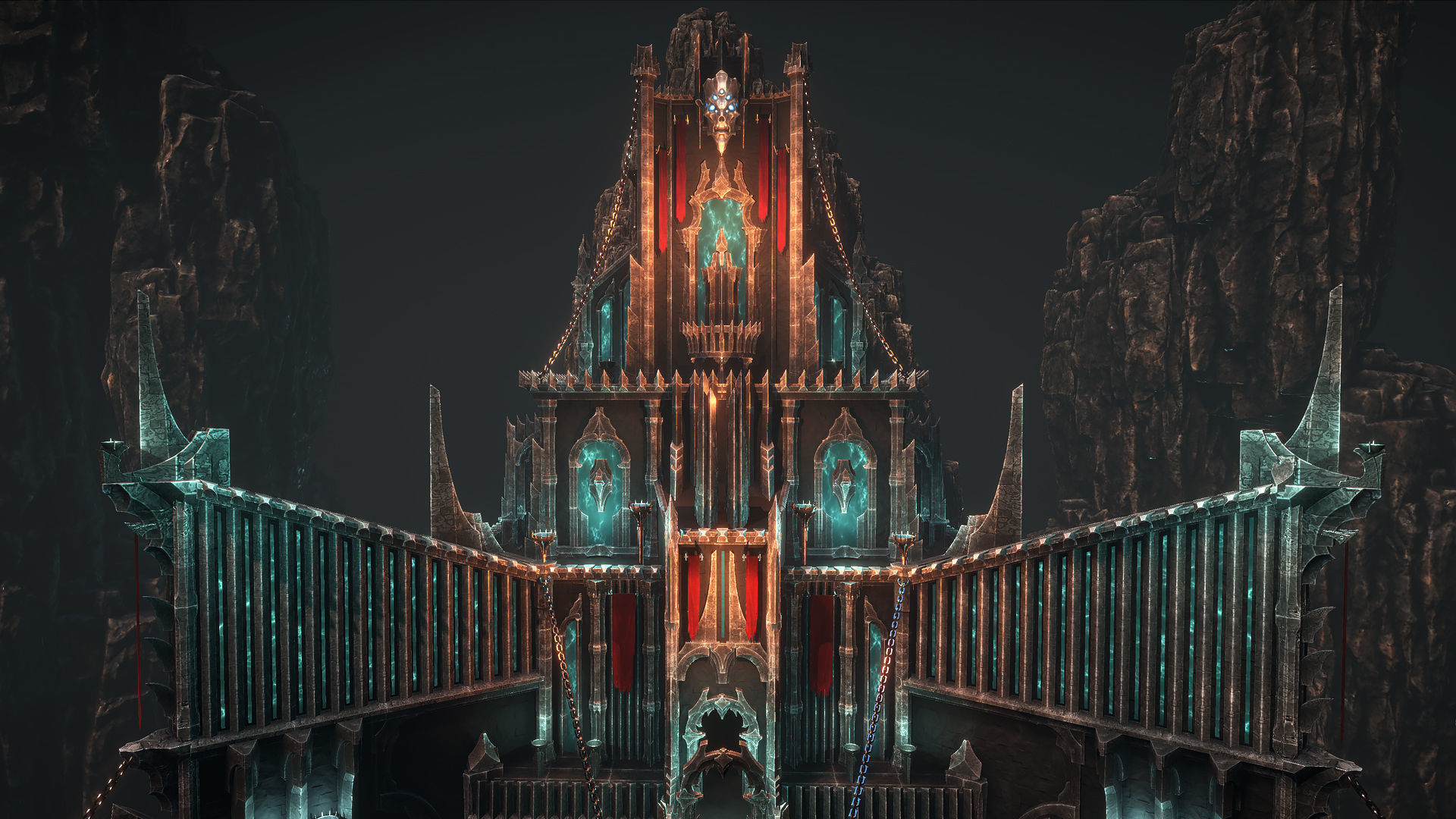 Dark arcitecture set Low-poly 3D model_2