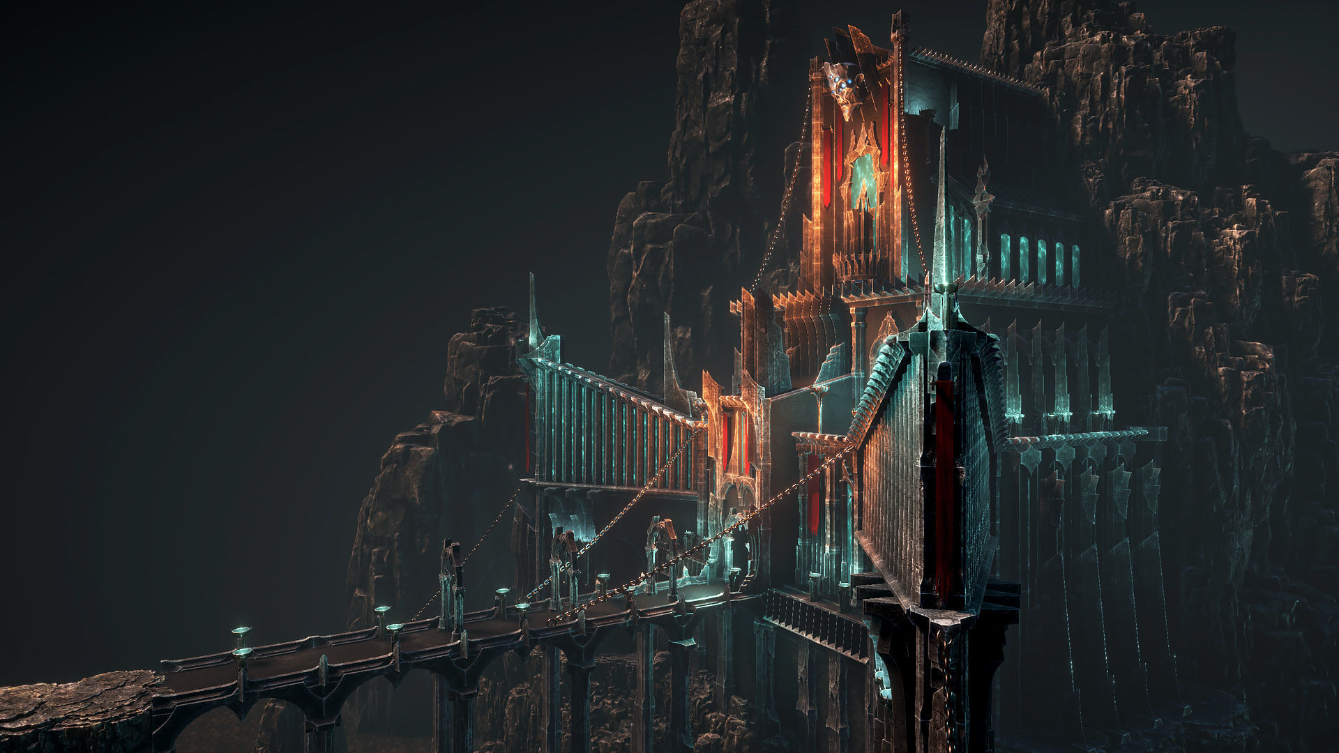 Dark arcitecture set Low-poly 3D model_1