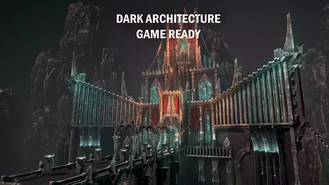 Dark arcitecture set Low-poly 3D model