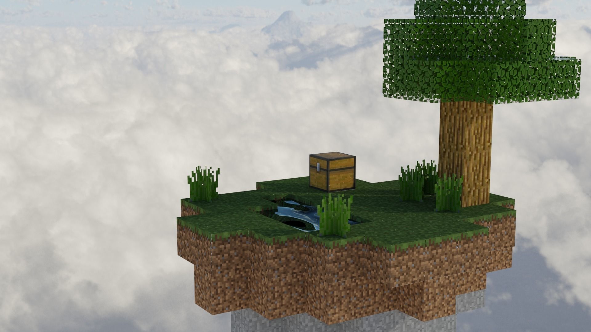 realastic Minecraft Skyblock Low-poly 3D model_2