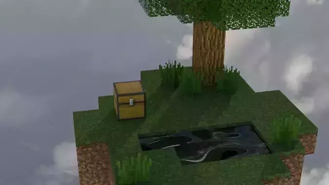 realastic Minecraft Skyblock Low-poly 3D model