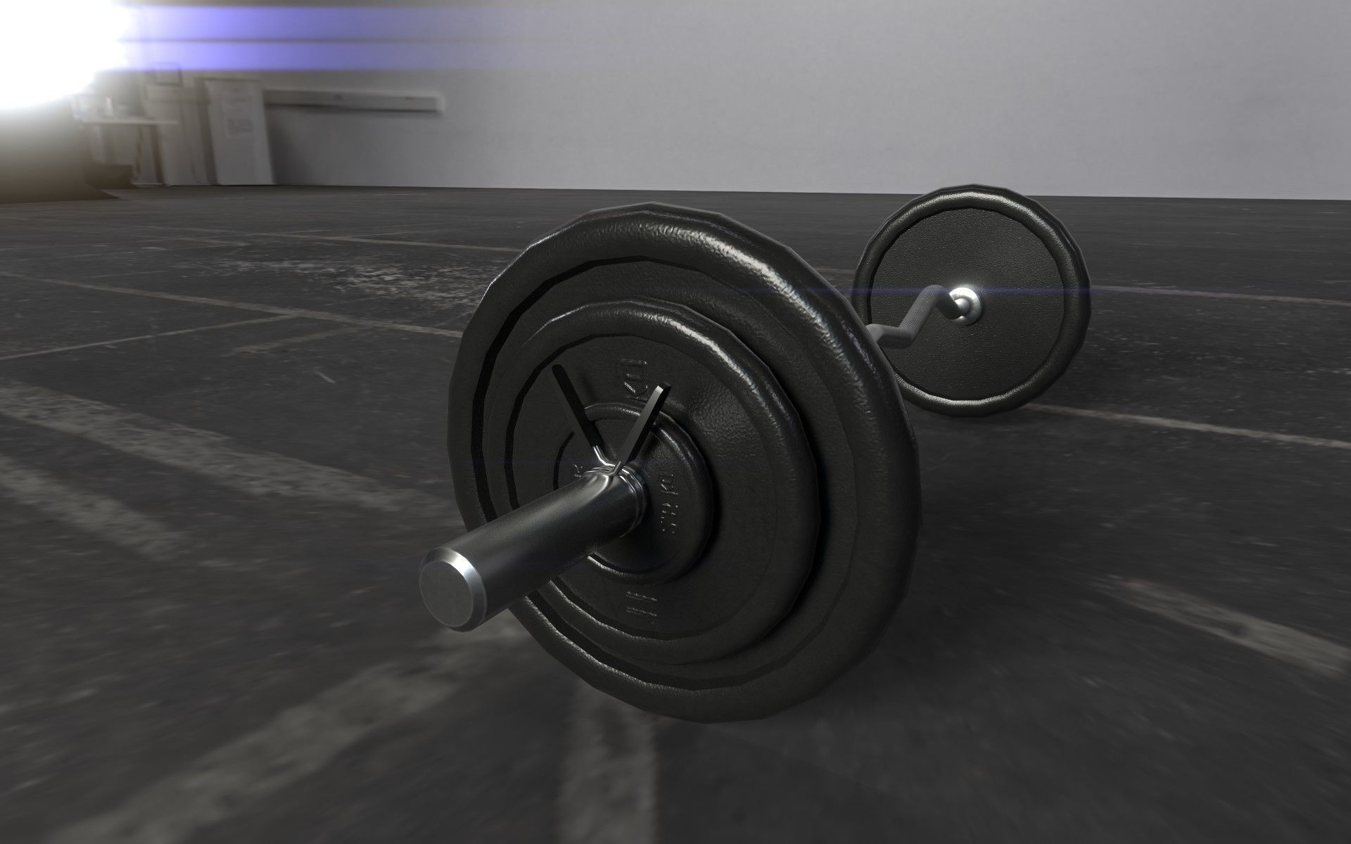 EZ Curl Curved Barbell Low-poly 3D model_4