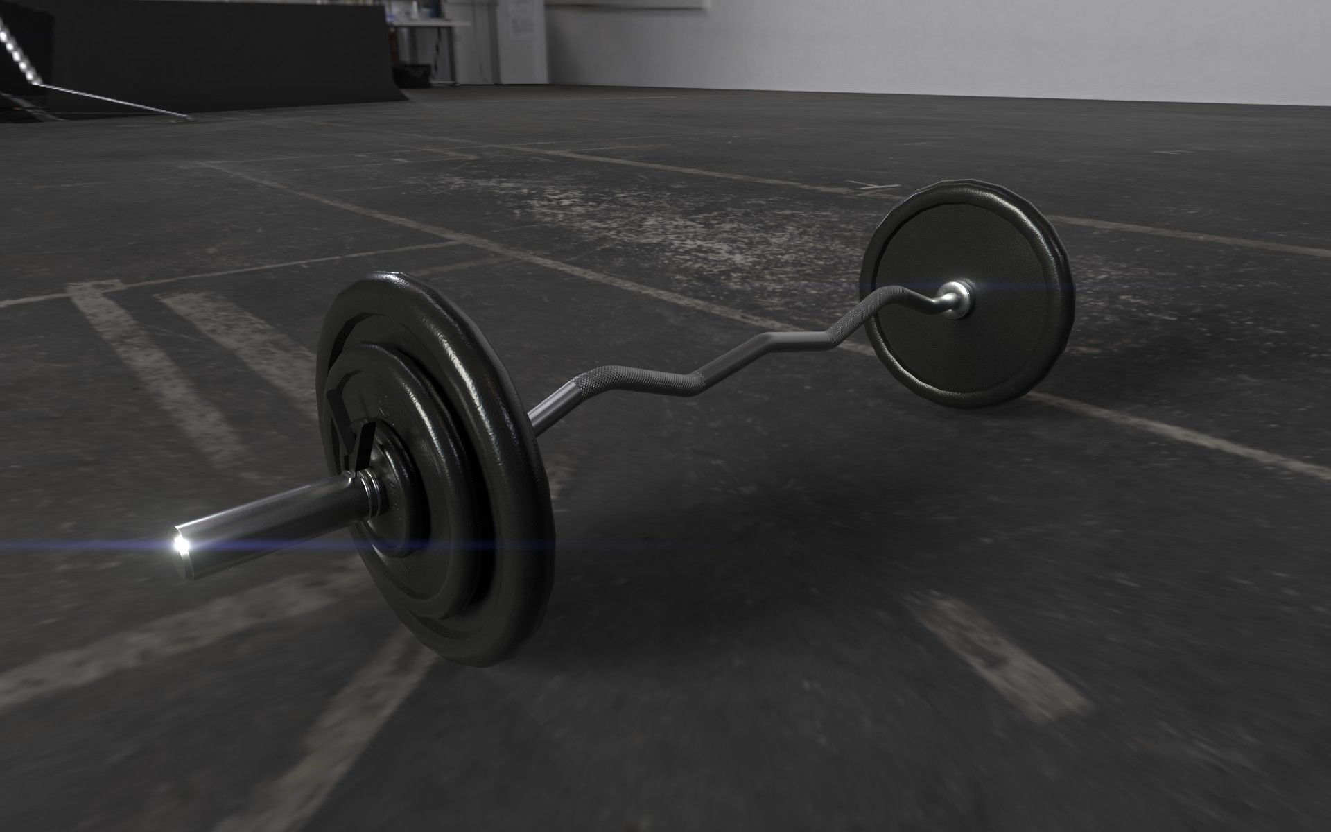 EZ Curl Curved Barbell Low-poly 3D model_3