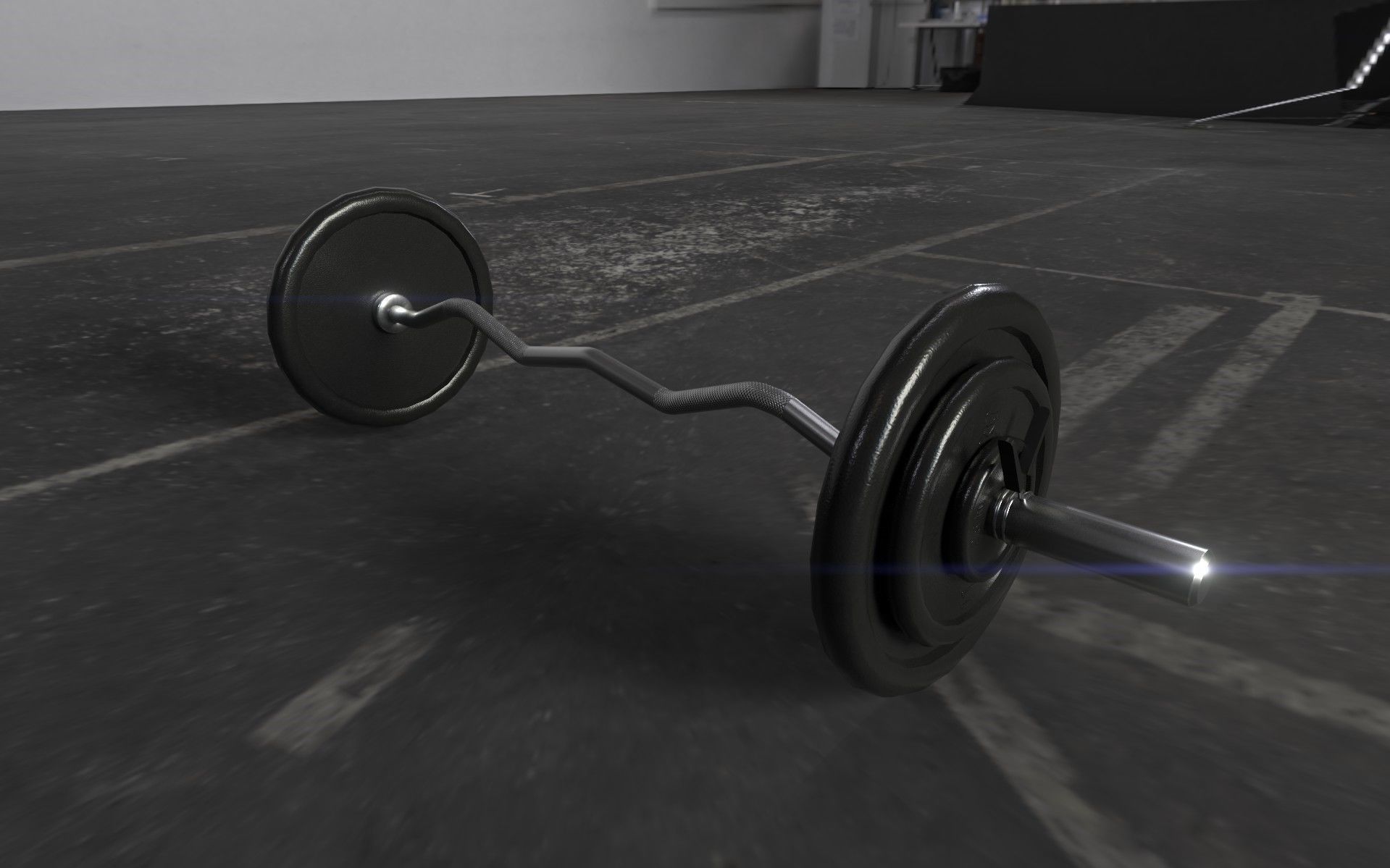 EZ Curl Curved Barbell Low-poly 3D model_6