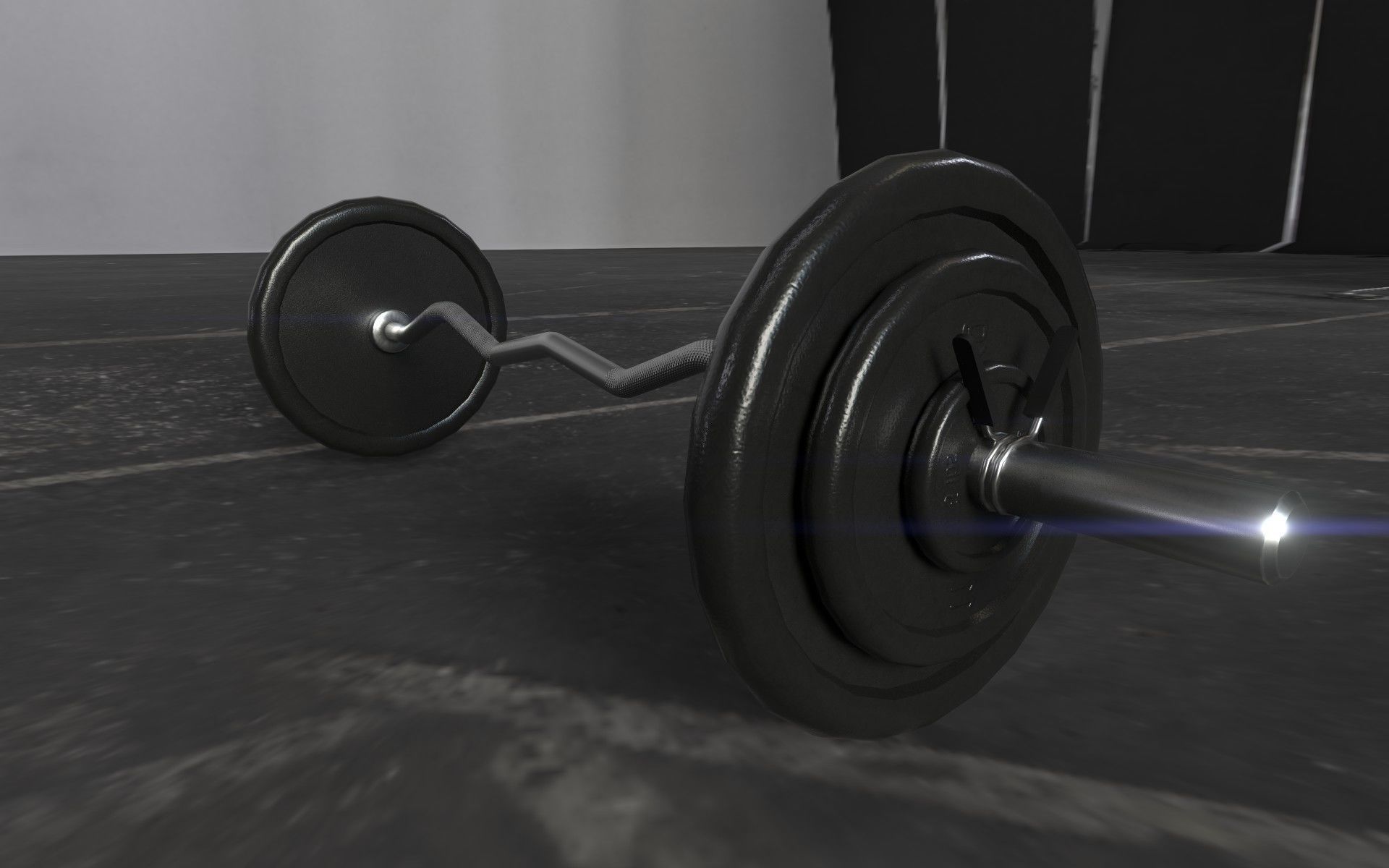 EZ Curl Curved Barbell Low-poly 3D model_5