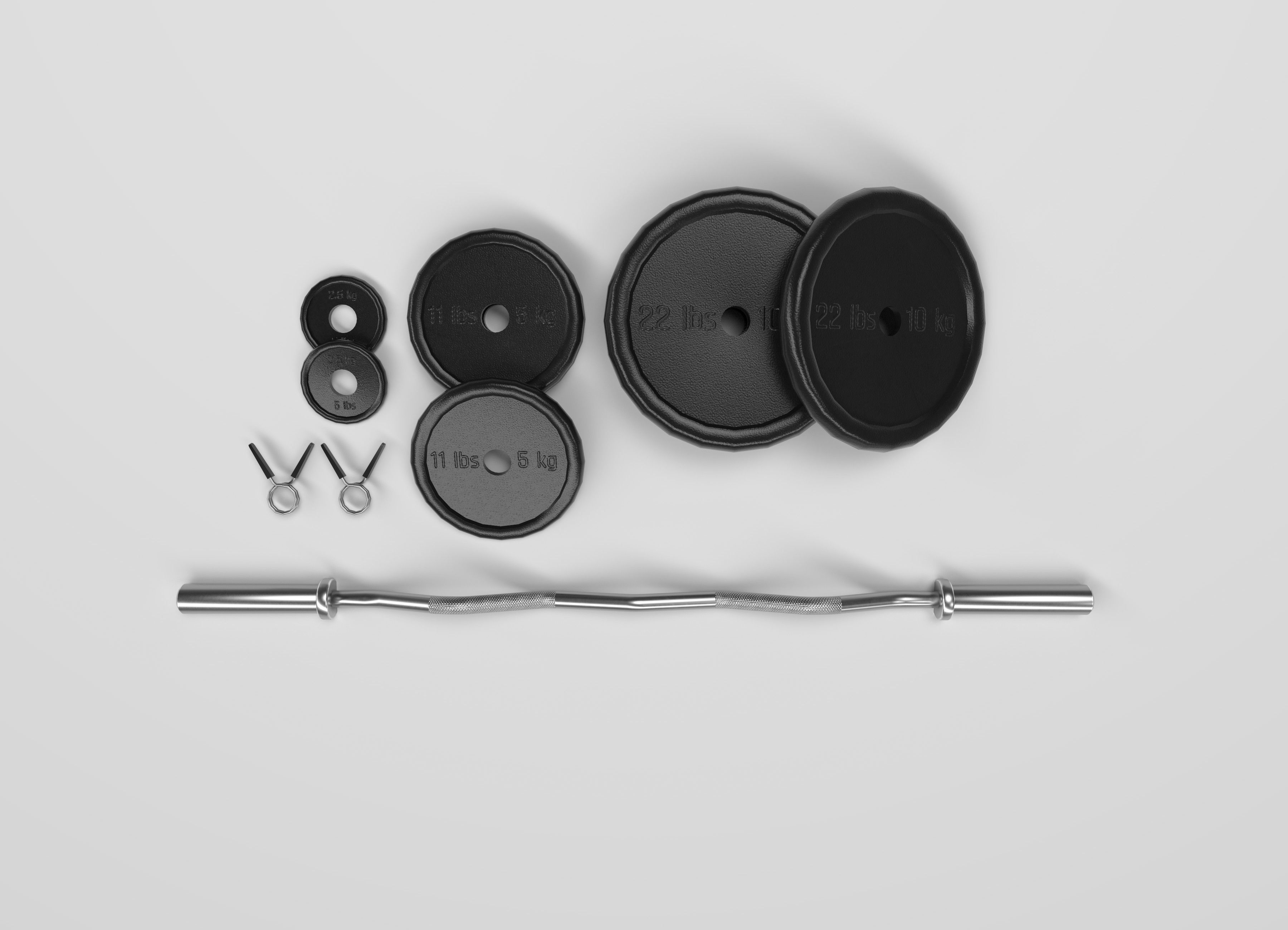 EZ Curl Curved Barbell Low-poly 3D model_2