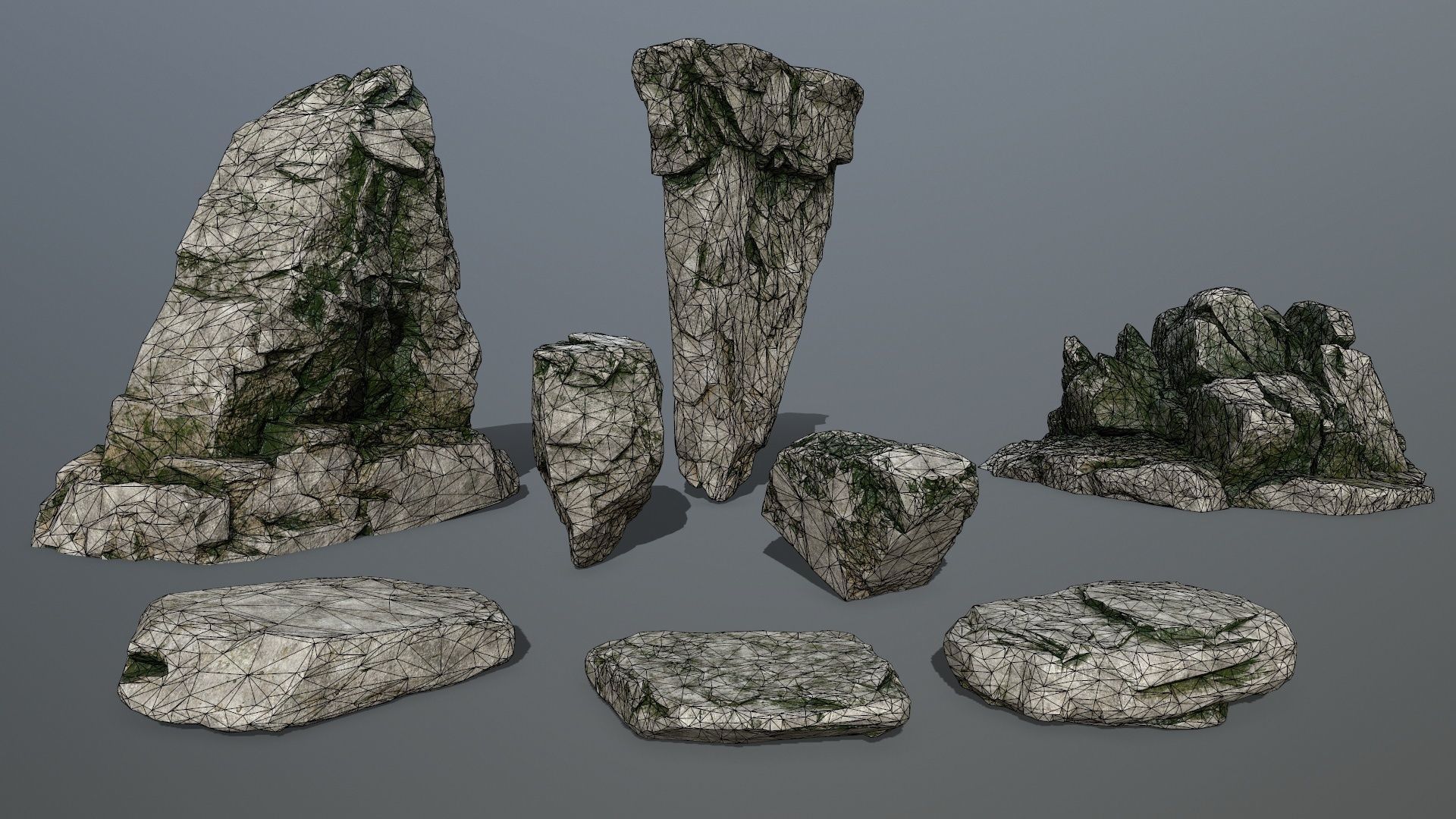 rock set Low-poly 3D model_21