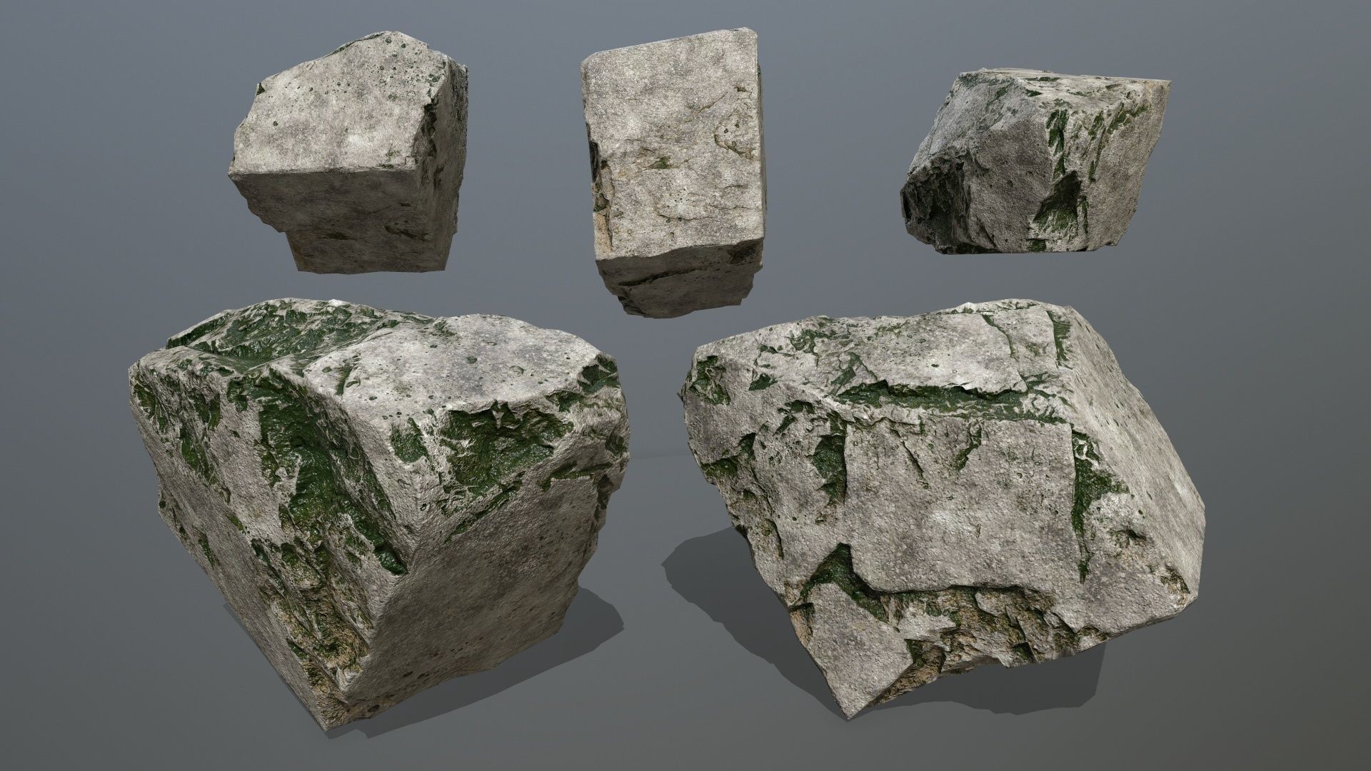 rock set Low-poly 3D model_17