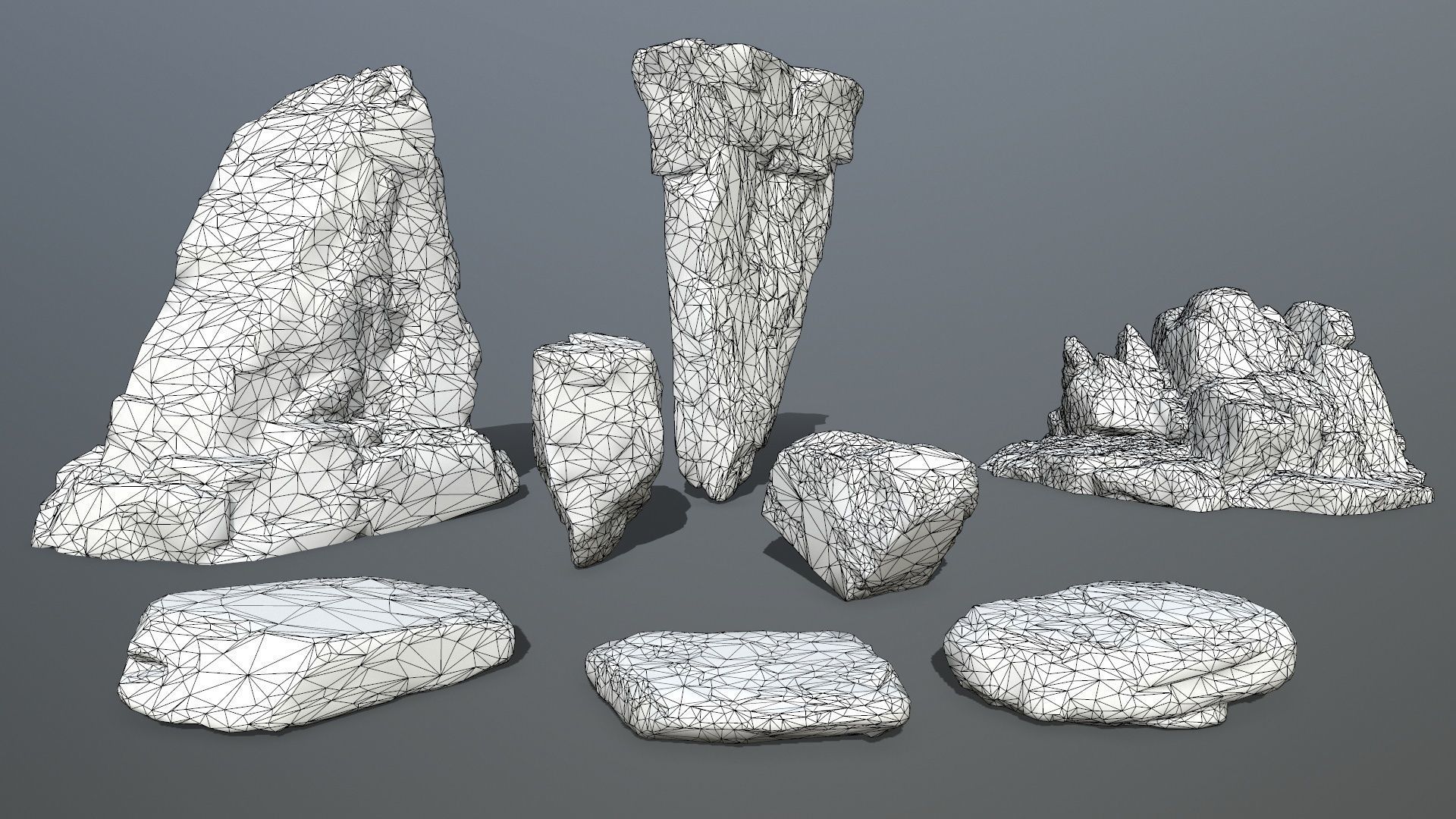 rock set Low-poly 3D model_22