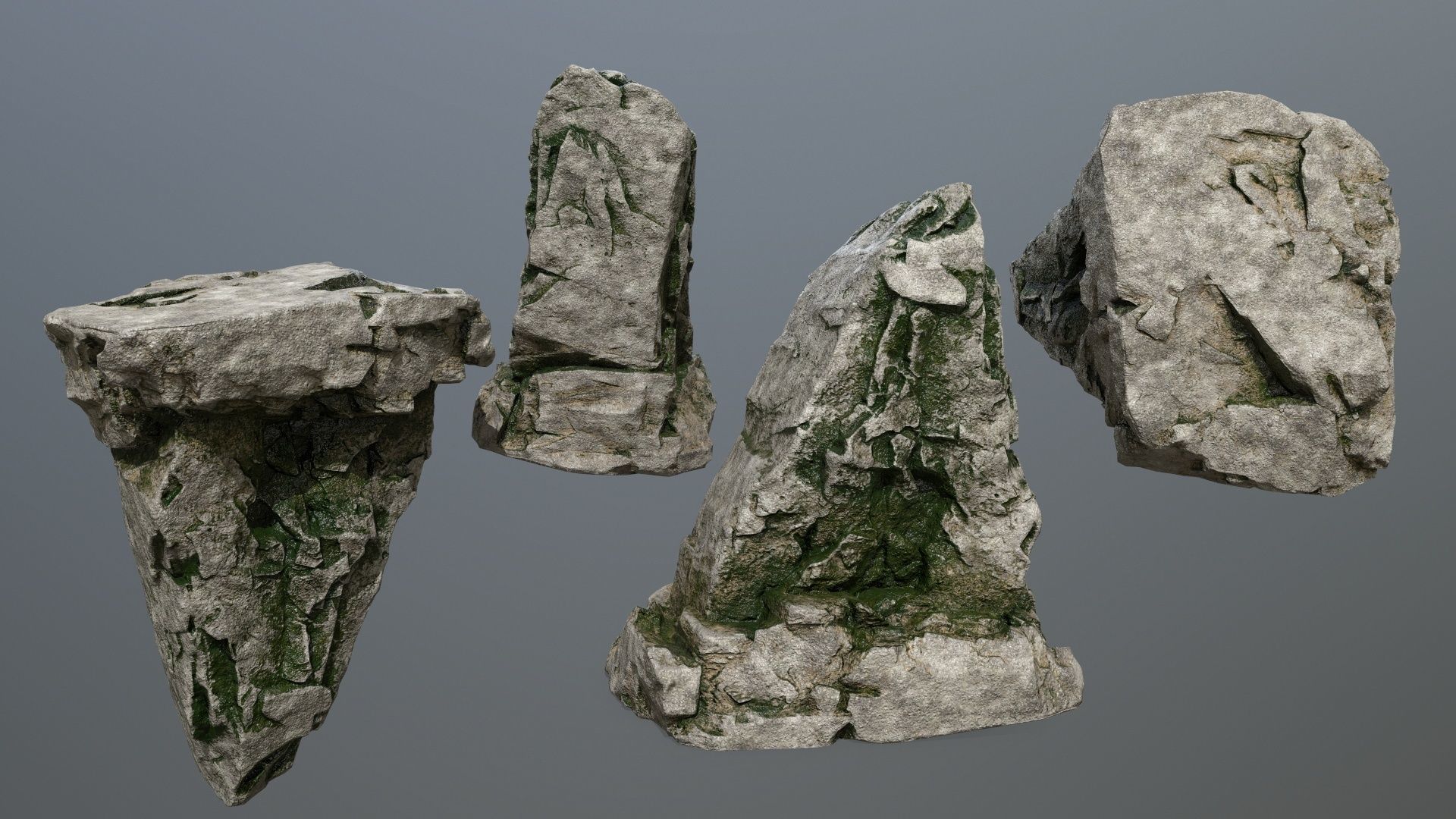 rock set Low-poly 3D model_9