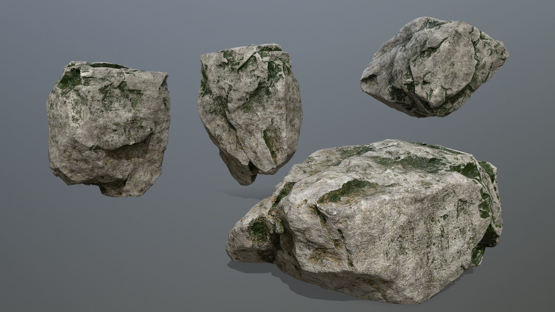 rock set Low-poly 3D model_16