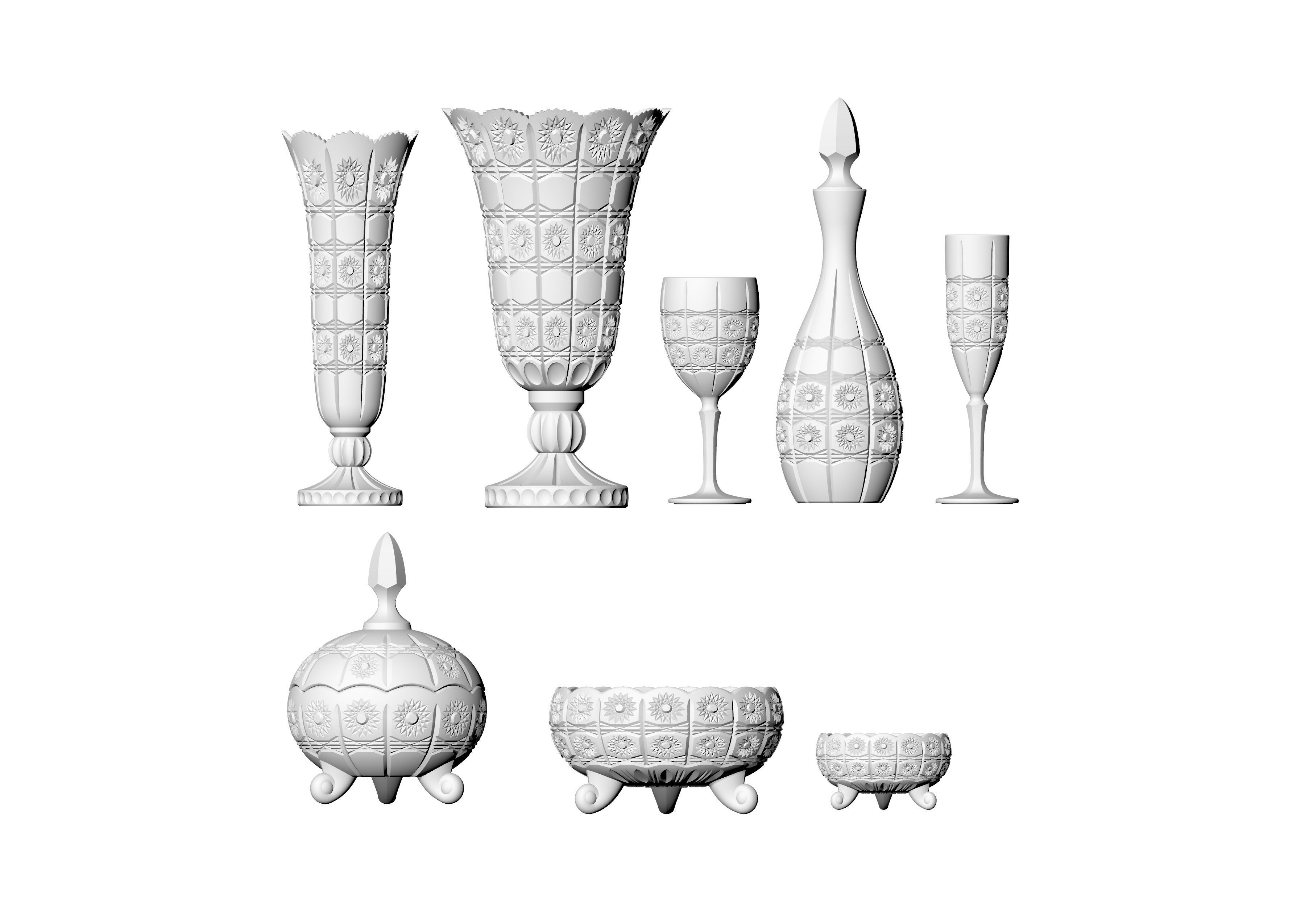 DECORE SET crystal glassware 3D print model_16