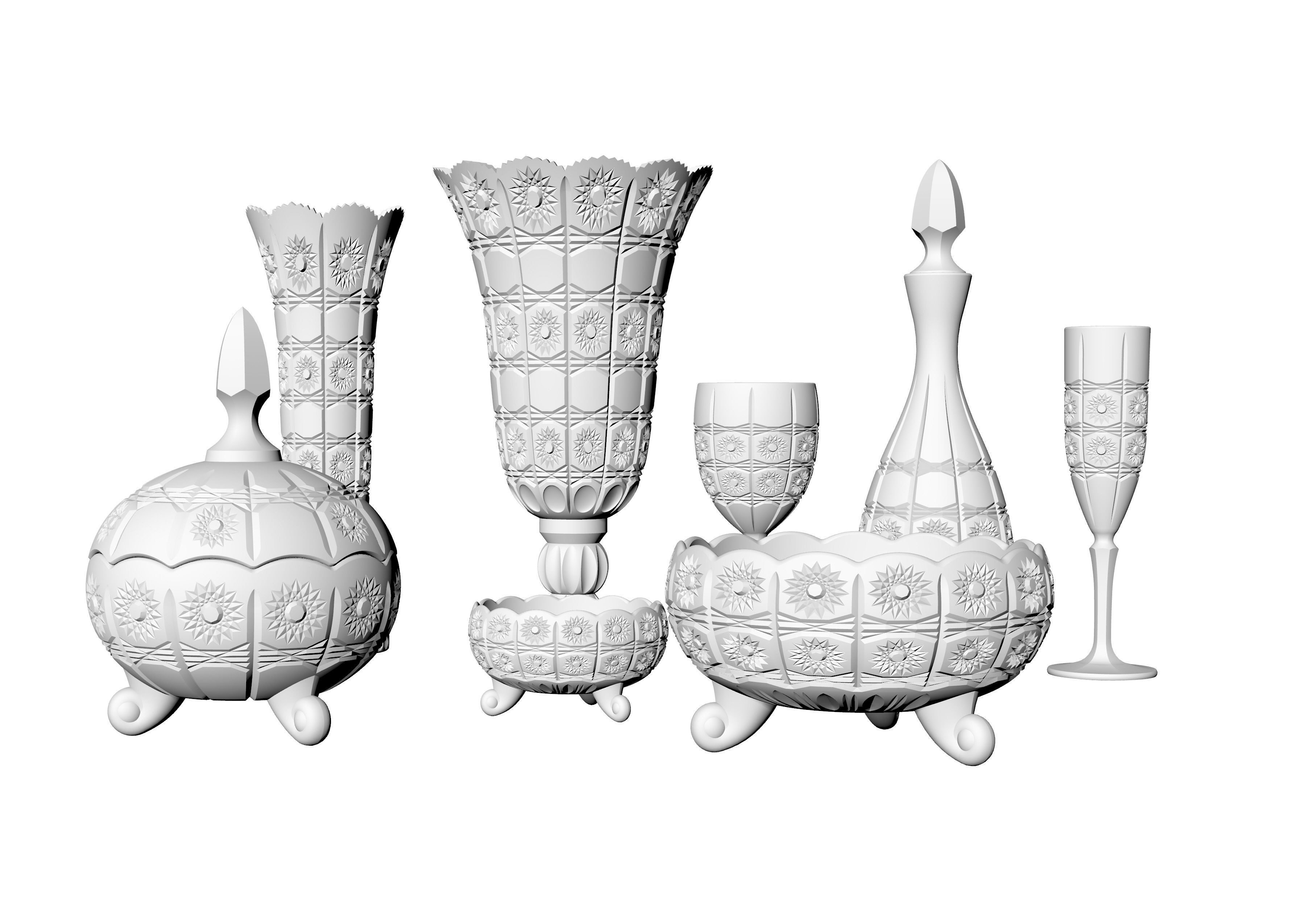 DECORE SET crystal glassware 3D print model_5