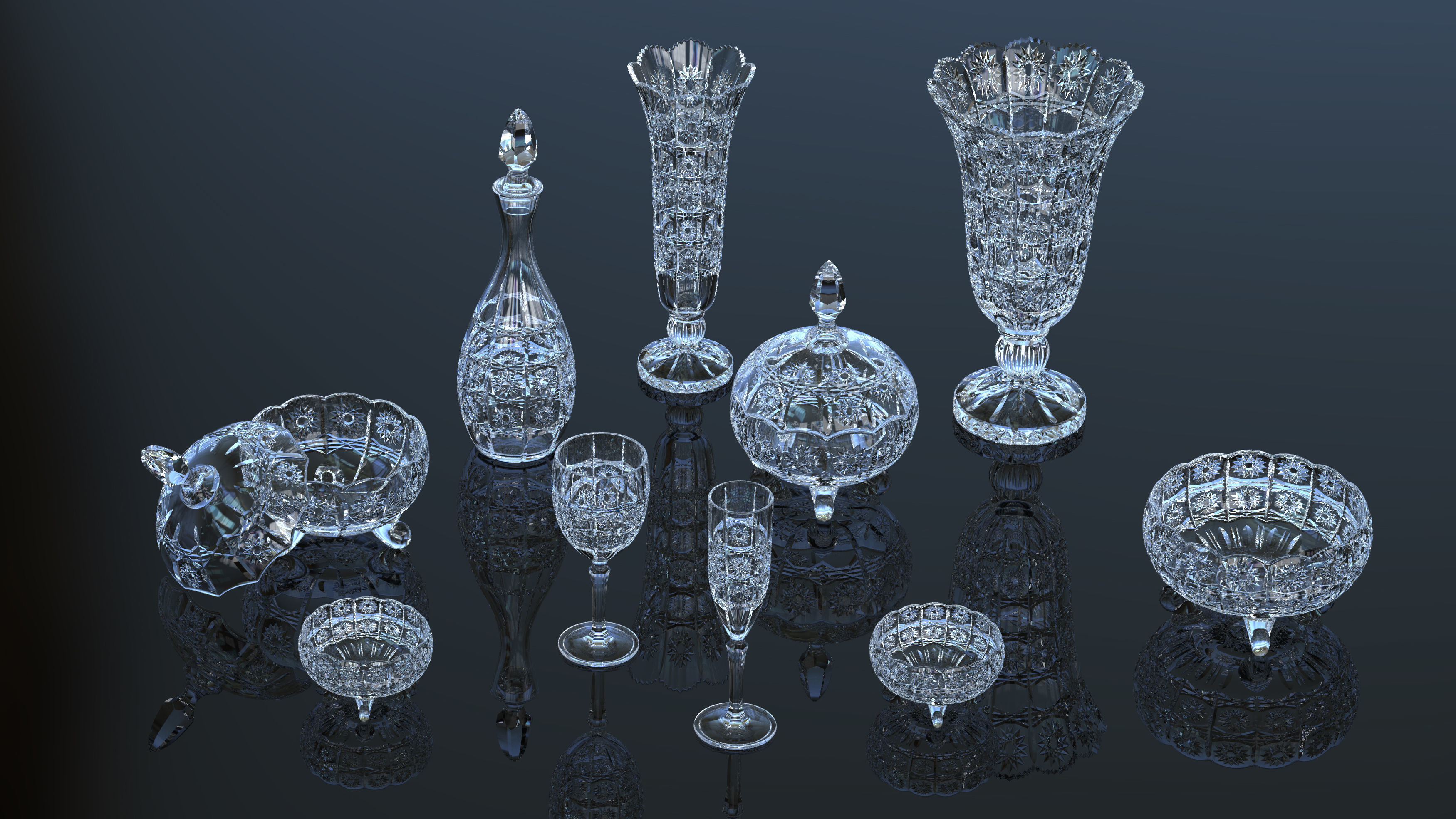 DECORE SET crystal glassware 3D print model_2
