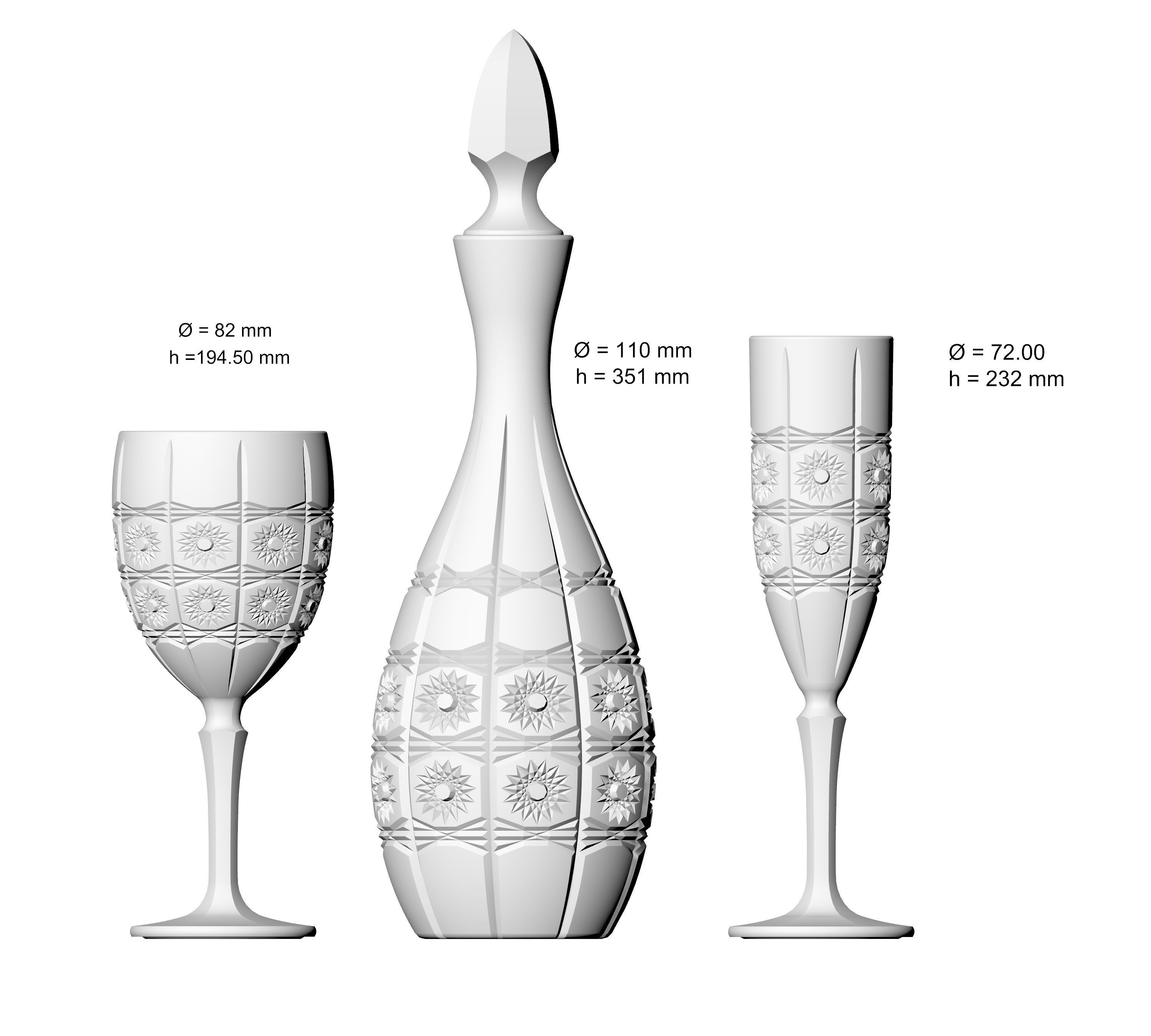 DECORE SET crystal glassware 3D print model_13