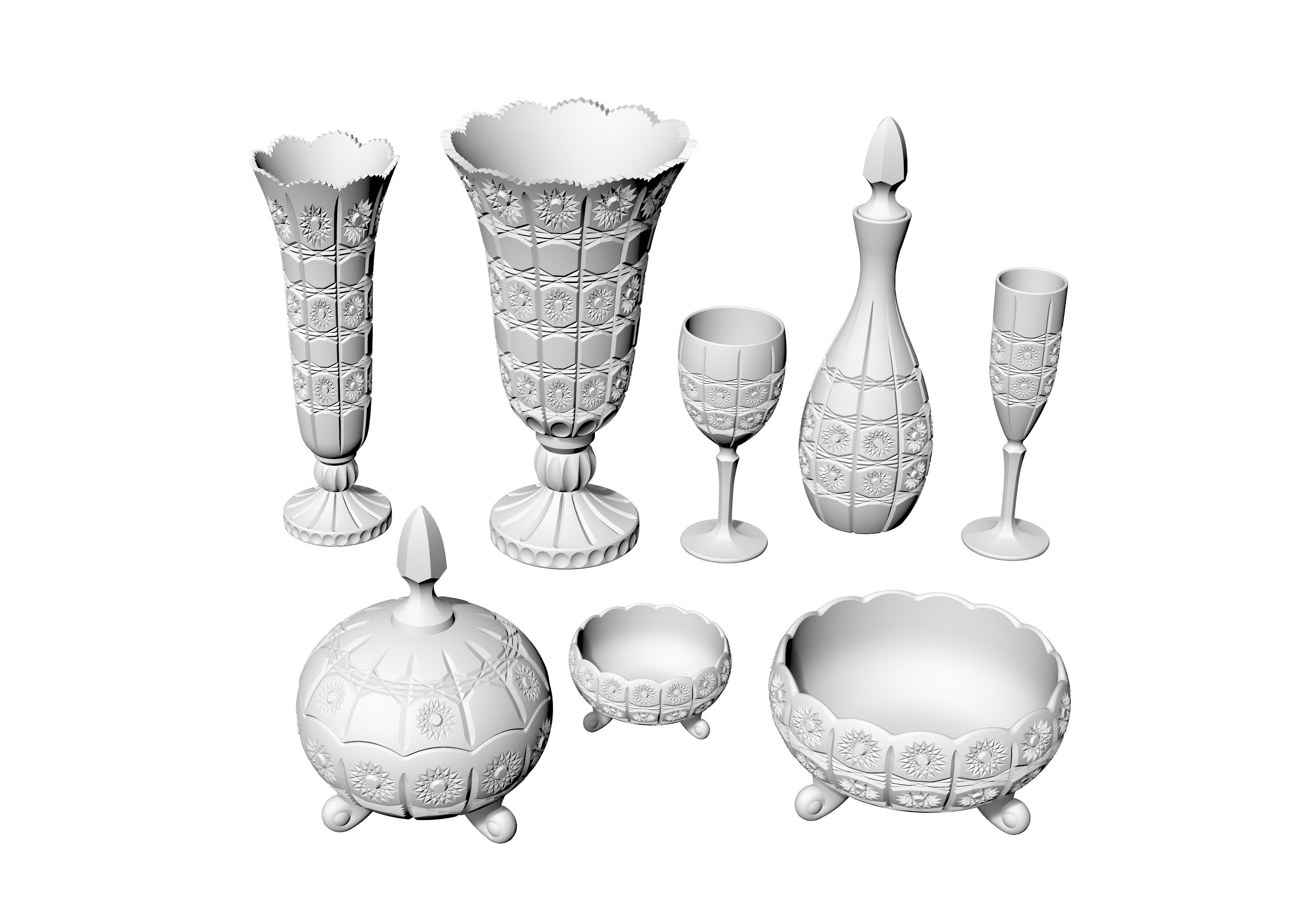DECORE SET crystal glassware 3D print model_14