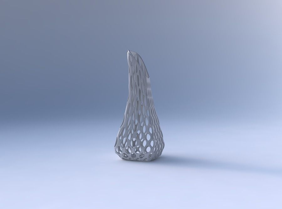 Vase top bent rectangle 2 with bubble grid lattice 3D print model_4
