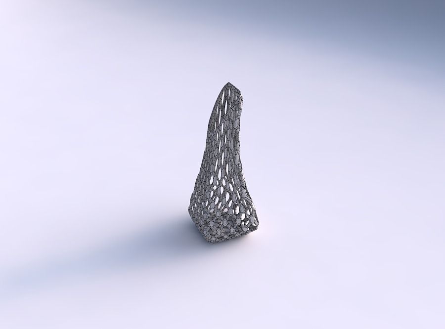 Vase top bent rectangle 2 with bubble grid lattice 3D print model_5