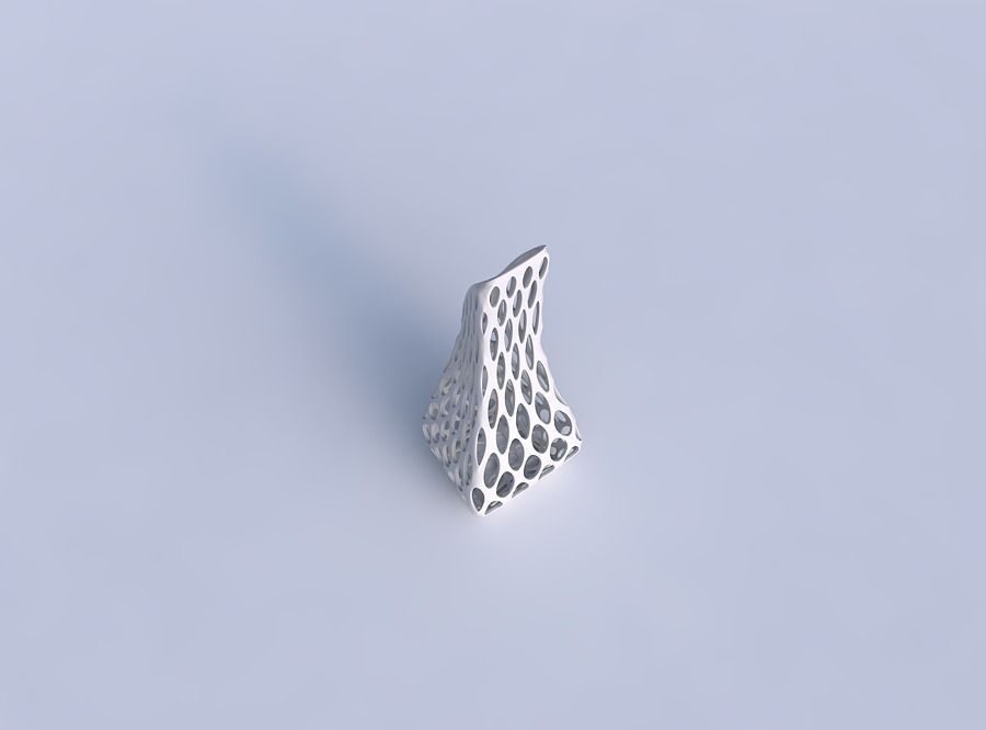 Vase top bent rectangle 2 with bubble grid lattice 3D print model_1