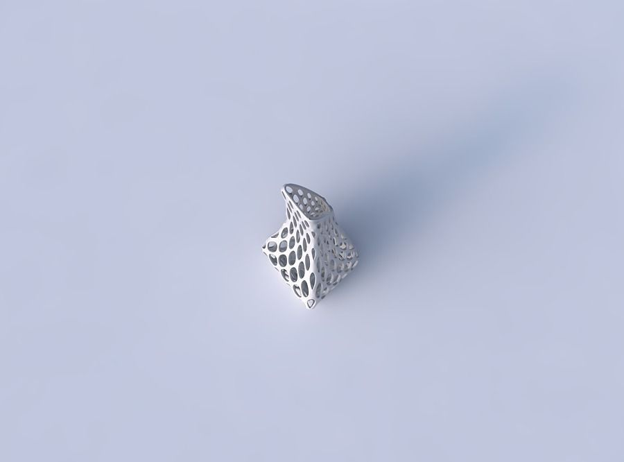Vase top bent rectangle 2 with bubble grid lattice 3D print model_2