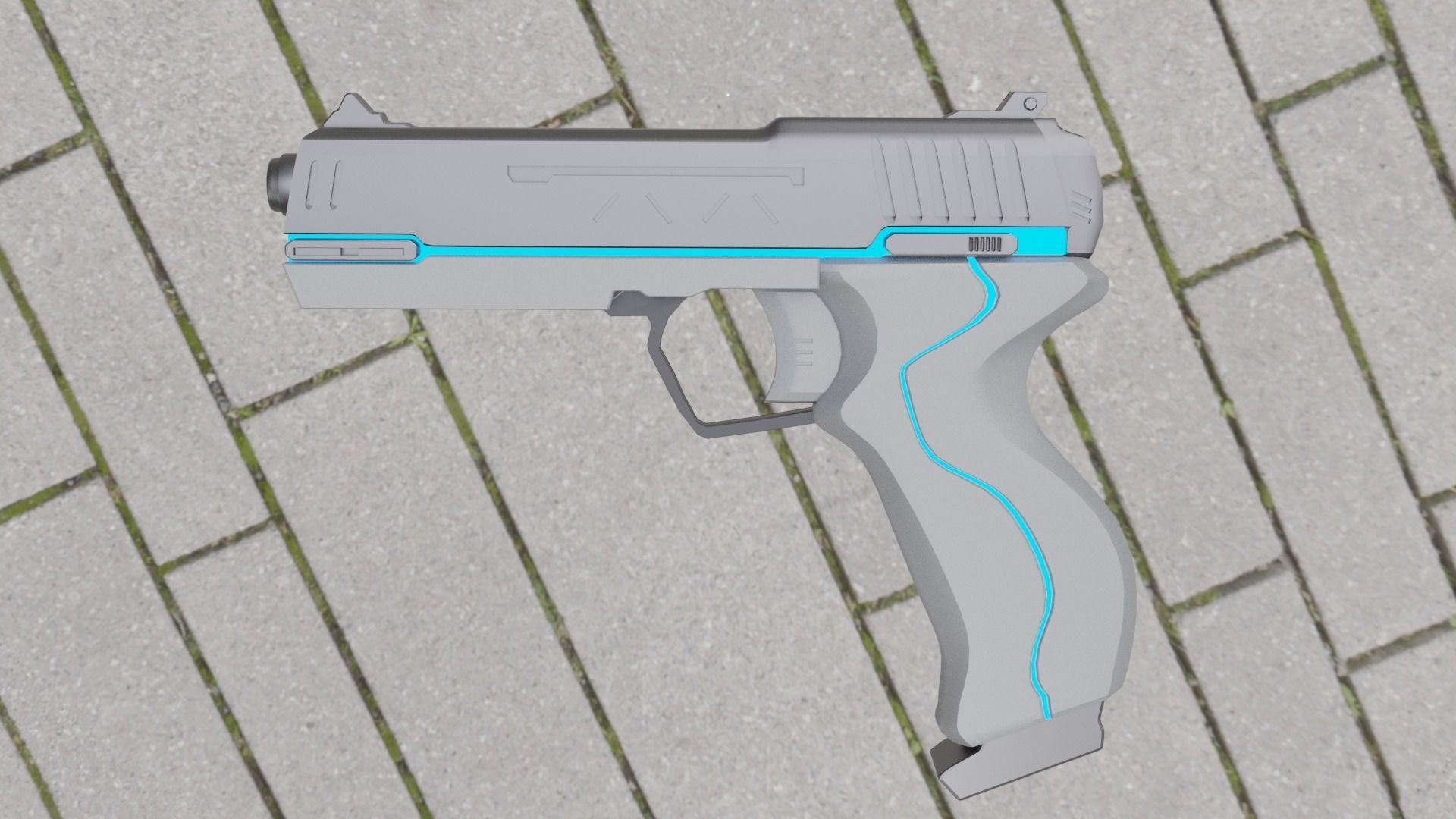 Sci-fi Pistol Low-poly 3D model_1