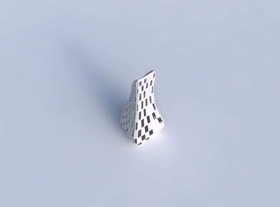 Vase top bent rectangle 2 with checker grid lattice 2 3D print model_1