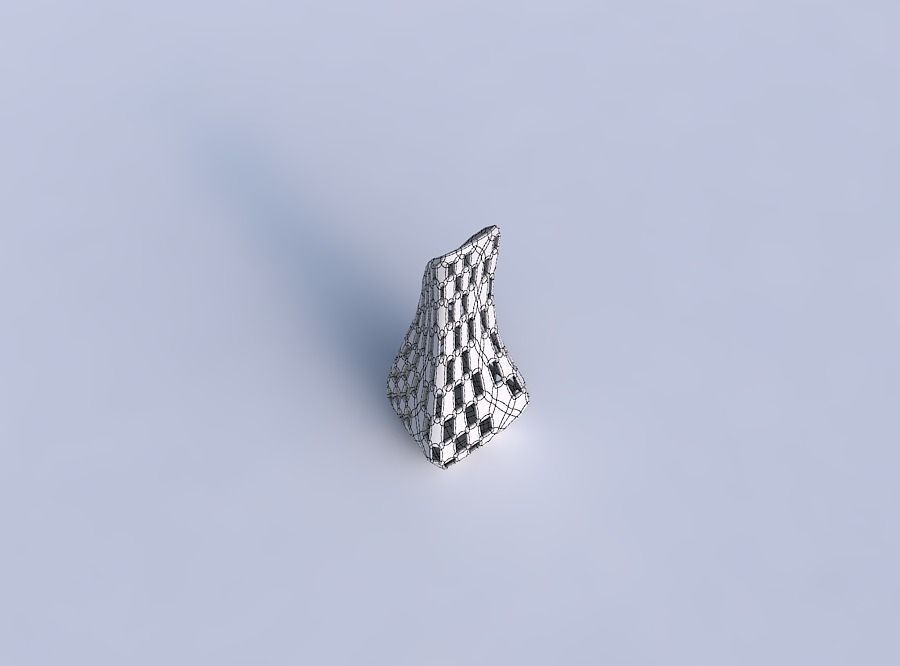 Vase top bent rectangle 2 with checker grid lattice 2 3D print model_6