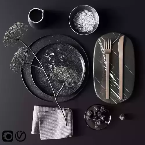 Black Tableware 3D model