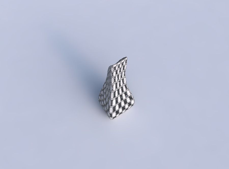 Vase top bent rectangle 2 with checker grid lattice 3D print model_6