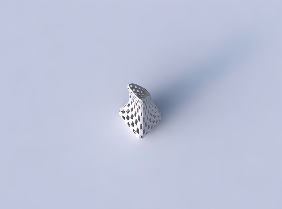 Vase top bent rectangle 2 with checker grid lattice 3D print model_2