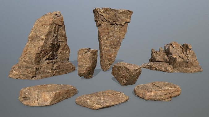 desert rock set  Low-poly 3D model