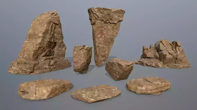 desert rock set  Low-poly 3D model