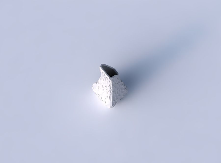 Vase top bent rectangle 2 with crystal dents 3D print model_2