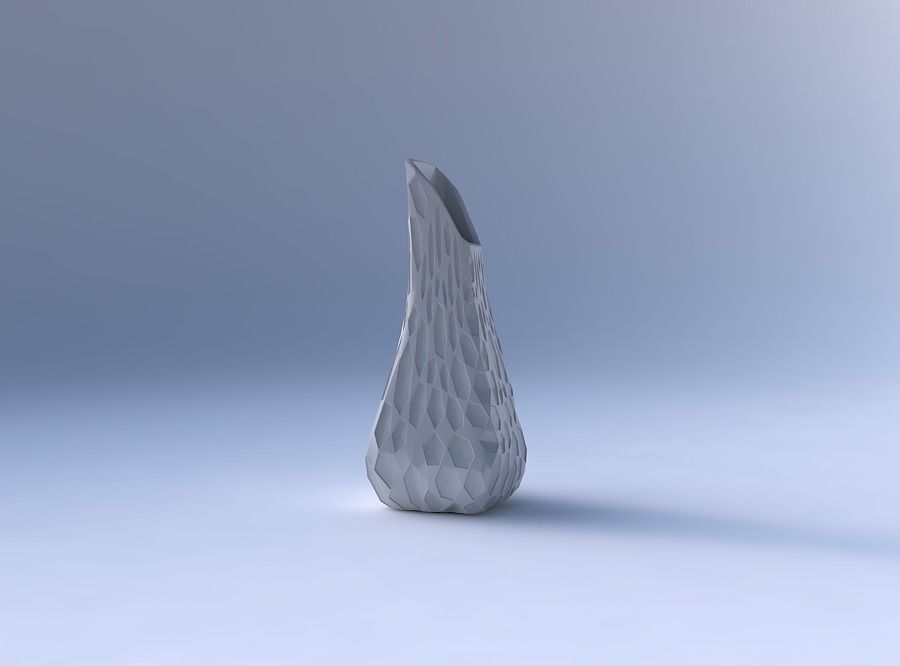 Vase top bent rectangle 2 with crystal dents 3D print model_4