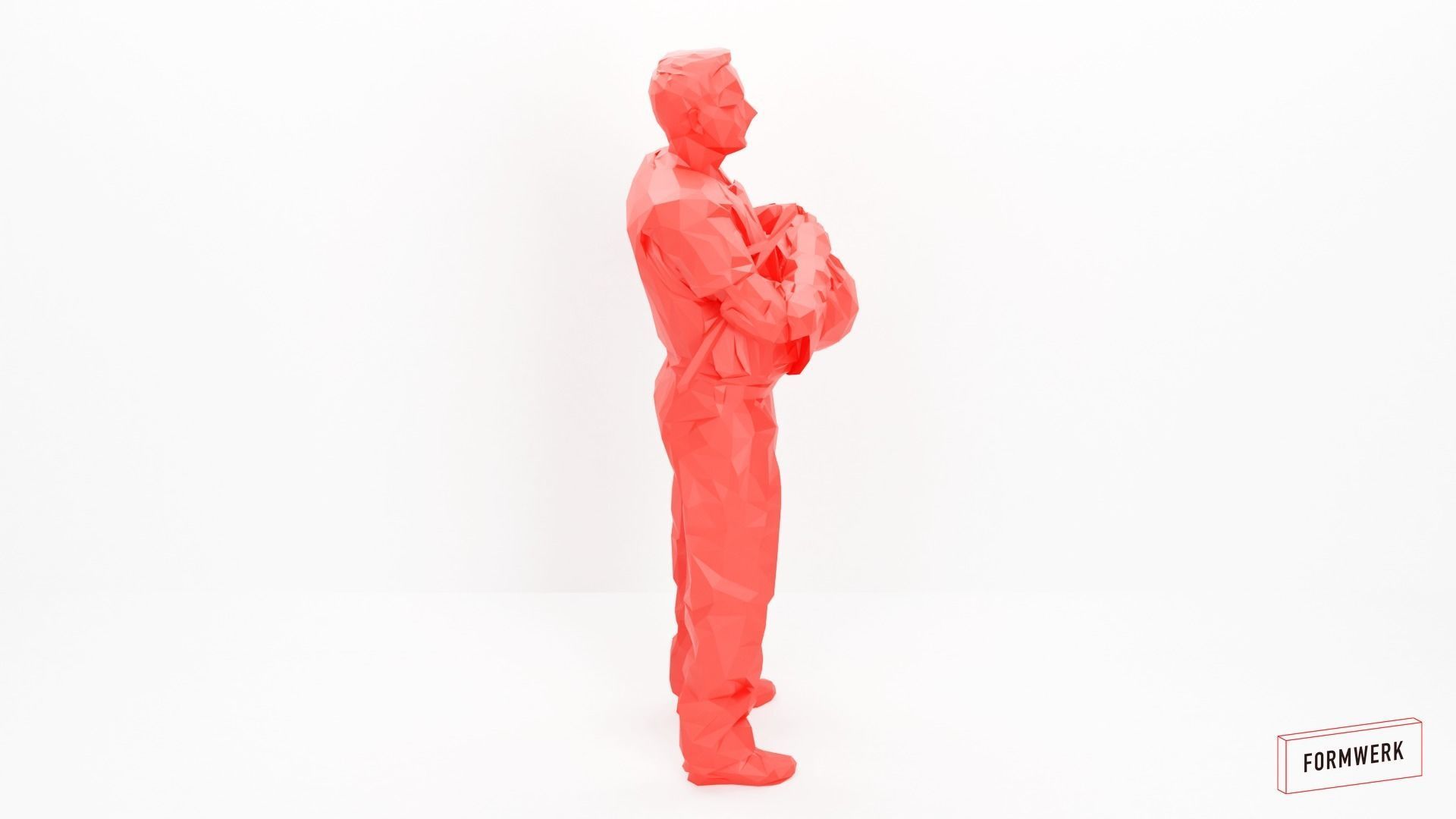 Police officer 001- low poly -3Dprintable 3D model_3