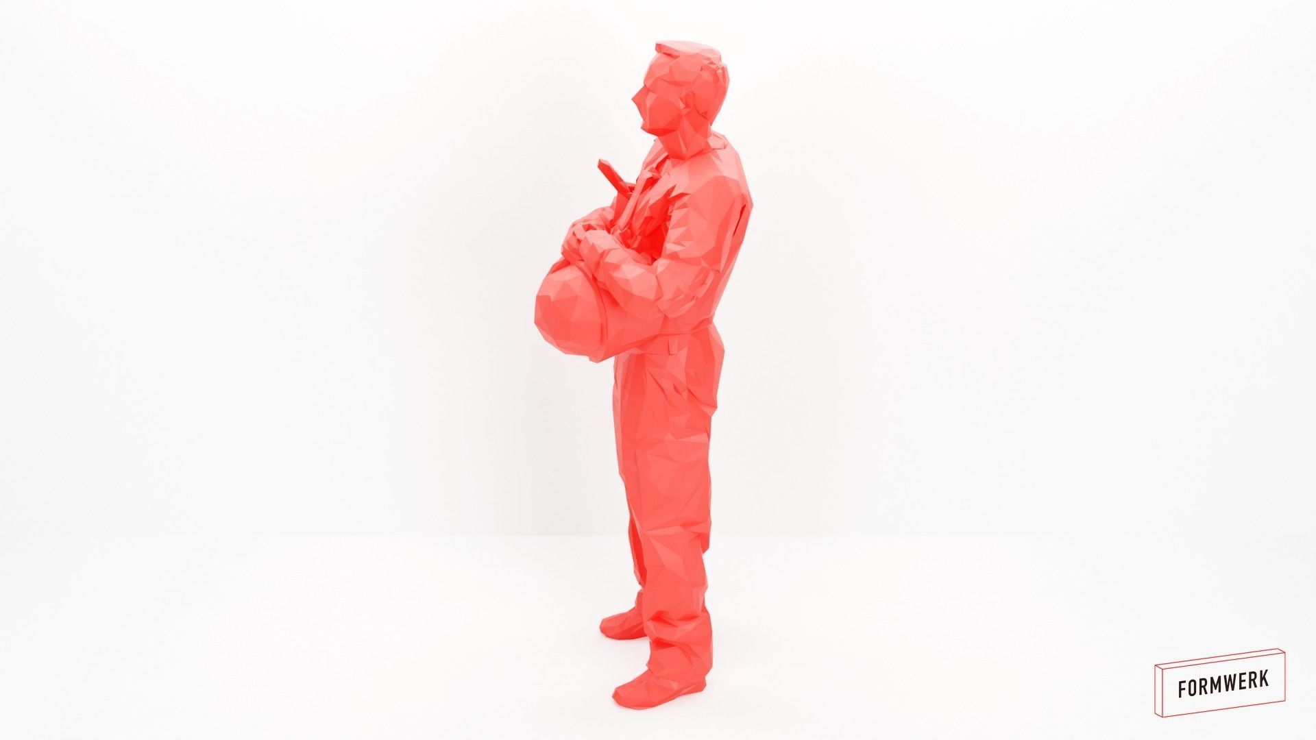 Police officer 001- low poly -3Dprintable 3D model_2