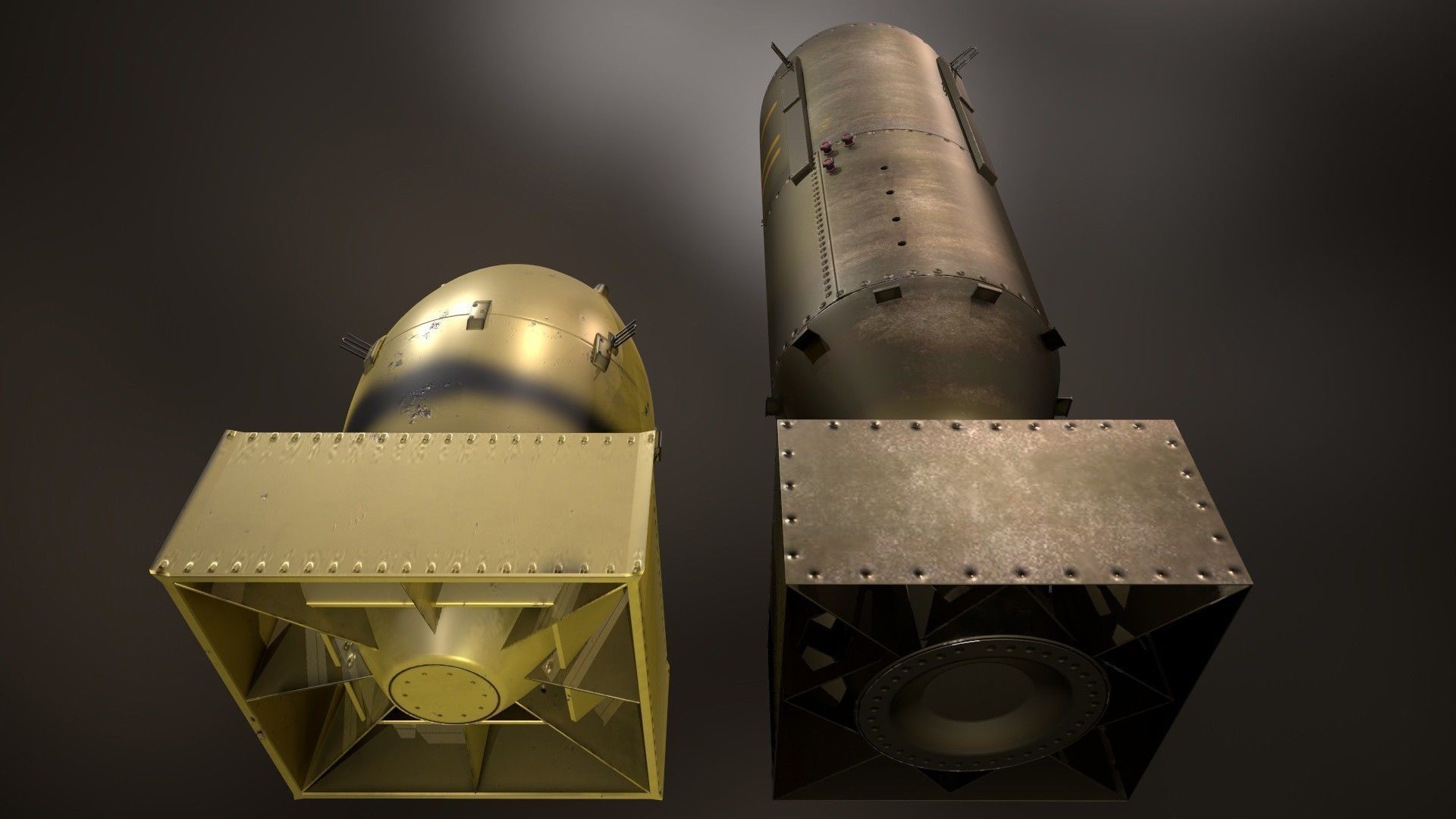 fat man and little boy nuclear weapon pack  3D model_4