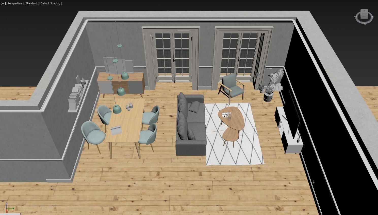 Photorealistic scene - Beautiful living room 3D model_3