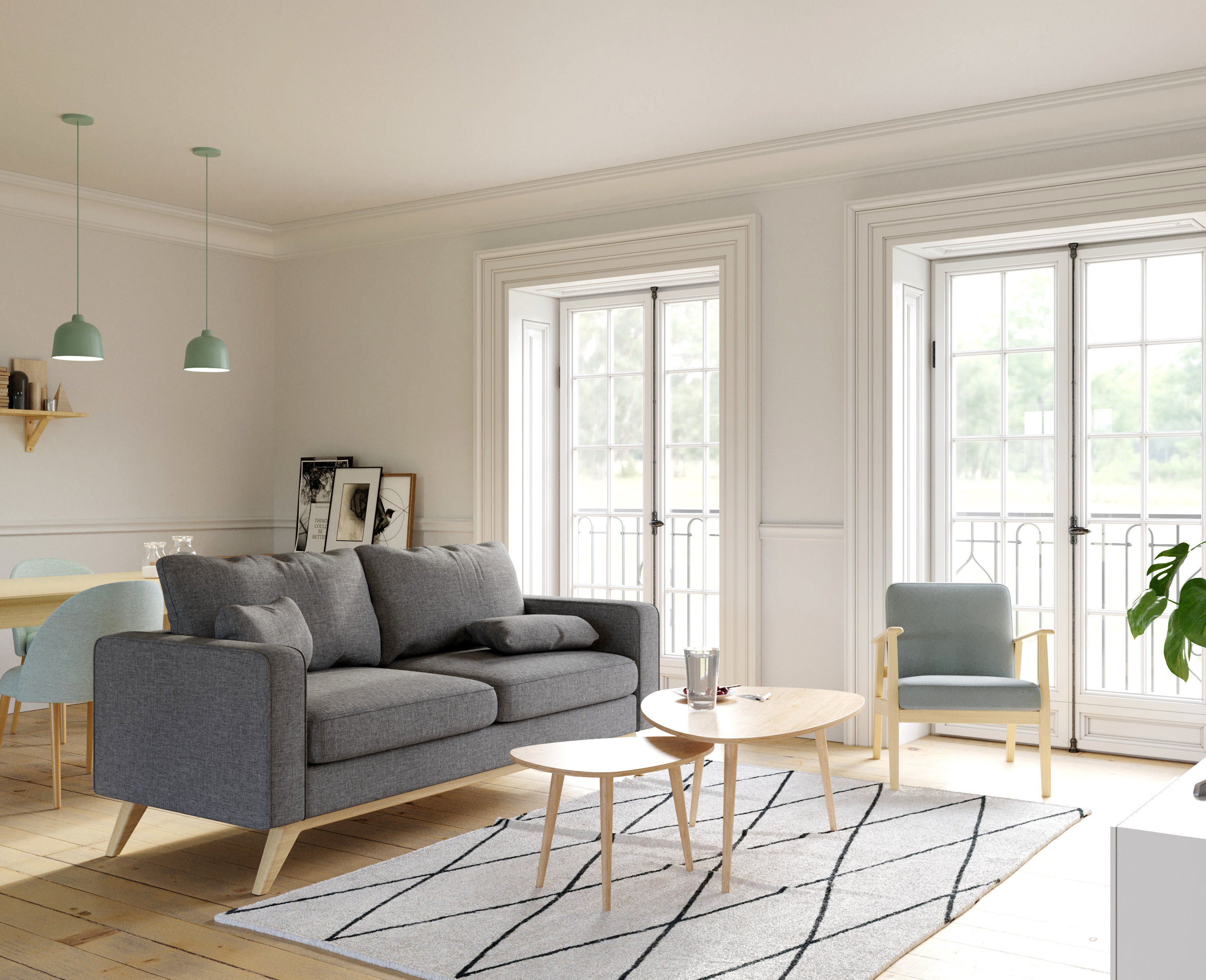 Photorealistic scene - Beautiful living room 3D model_1