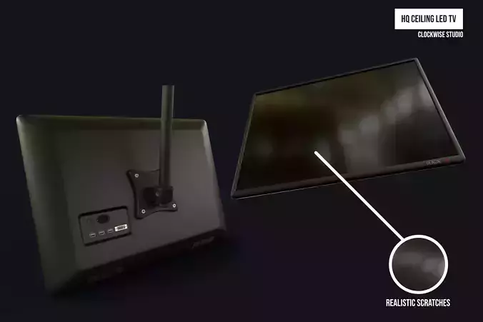 Ceiling mounted television TV Low-poly 3D model