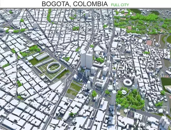 Bogota Colombia 50Km Low-poly 3D model