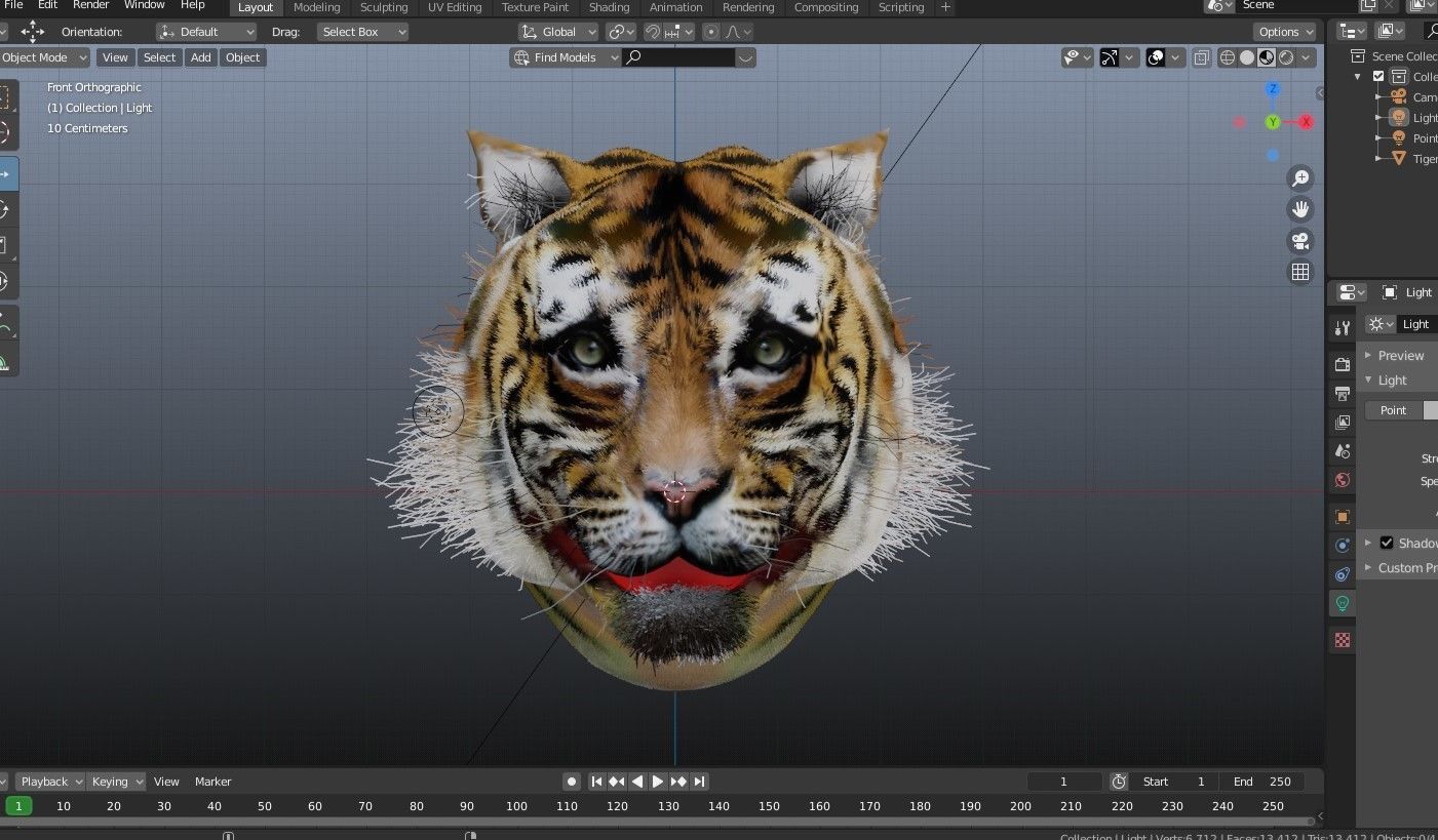 Tiger head blender Free low-poly 3D model_3